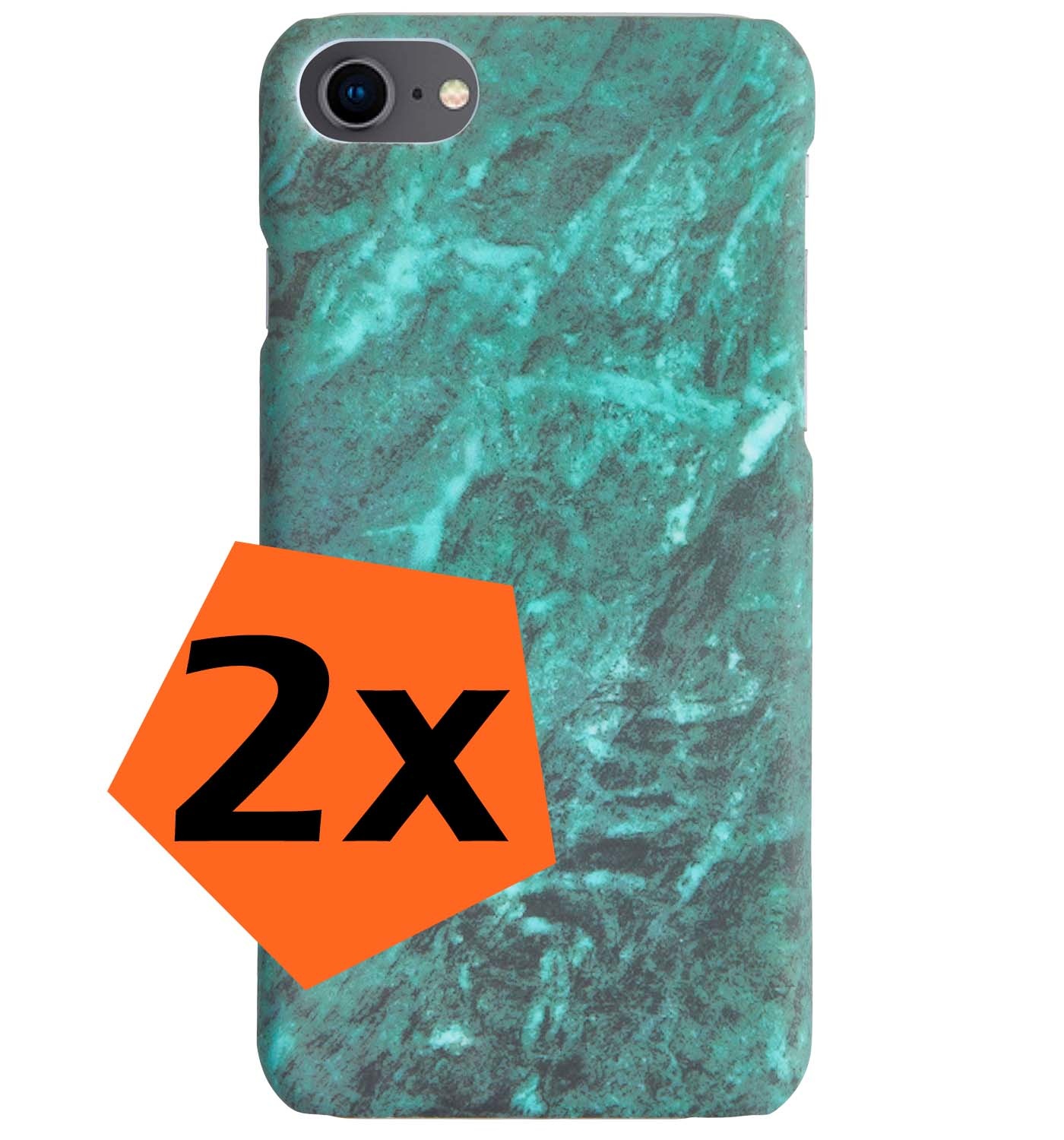 Nomfy iPhone SE 2022 Hoesje Marmeren Case - iPhone SE 2022 Marmer Hoes Hard Cover - Groen - 2X