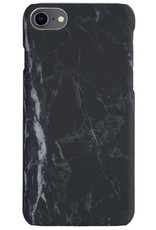NoXx iPhone SE 2022 Hoesje Marmer Back Case Hardcover Marmeren Hoes Met Screenprotector Zwart