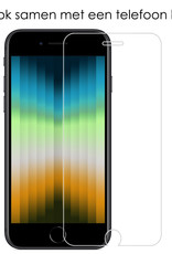 NoXx iPhone SE 2022 Hoesje Marmer Back Case Hardcover Marmeren Hoes Met Screenprotector Rood