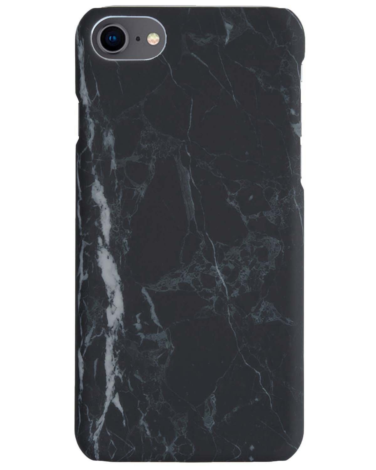 NoXx iPhone SE 2022 Hoesje Marmer Back Case Hardcover Marmeren Hoes Met 2x Screenprotector Zwart