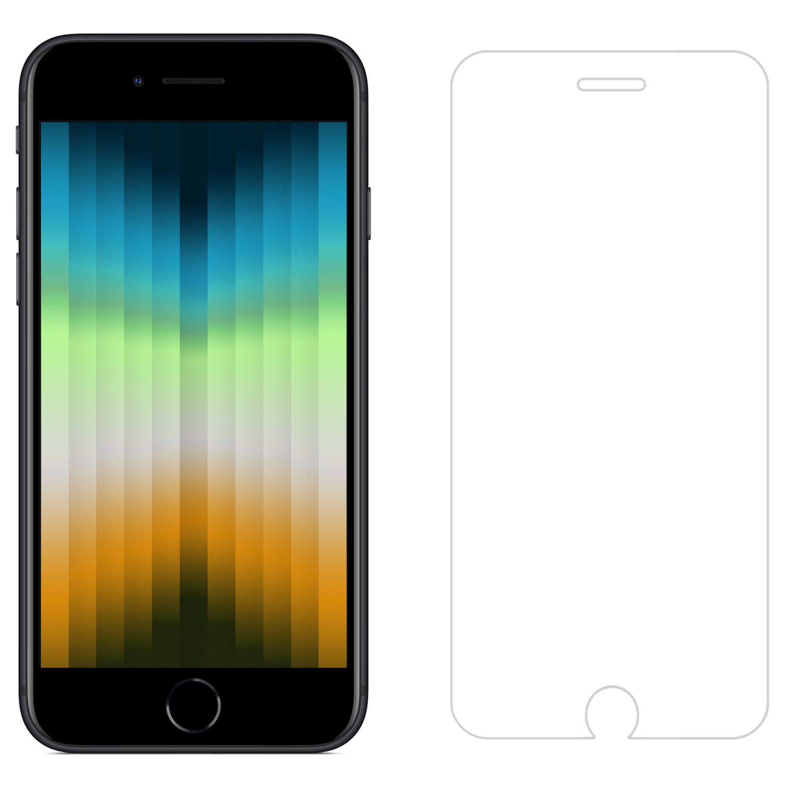 NoXx Hoes Geschikt voor iPhone SE 2022 Hoesje Marmer Back Case Hardcover Marmeren Hoes Marmer Met 2x Screenprotector - Zwart