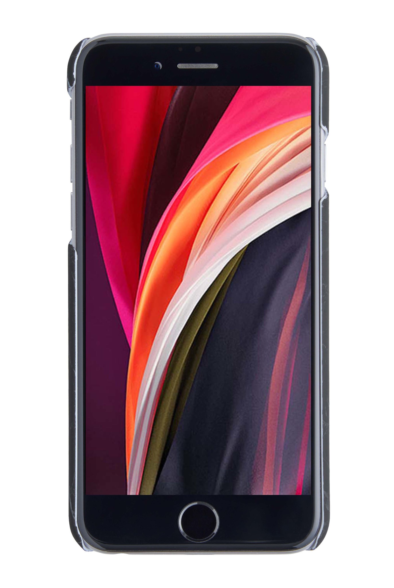 Nomfy Hoesje Geschikt voor iPhone SE 2022 Hoesje Marmeren Case Hardcover Hoes Marmer Met Screenprotector - Hoesje Geschikt voor iPhone SE (2022) Marmer Hoes - Zwart