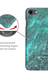 Nomfy iPhone SE 2022 Hoesje Marmeren Case Met 2x Screenprotector - iPhone SE 2022 Marmer Hoes Hard Cover - Groen