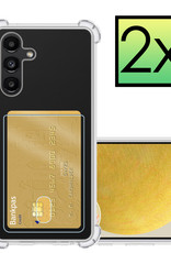 NoXx Hoes Geschikt voor Samsung A13 4G Hoesje Pasjeshouder Cover Shock Proof Case Siliconen Hoes Met Kaarthouder - Transparant - 2x