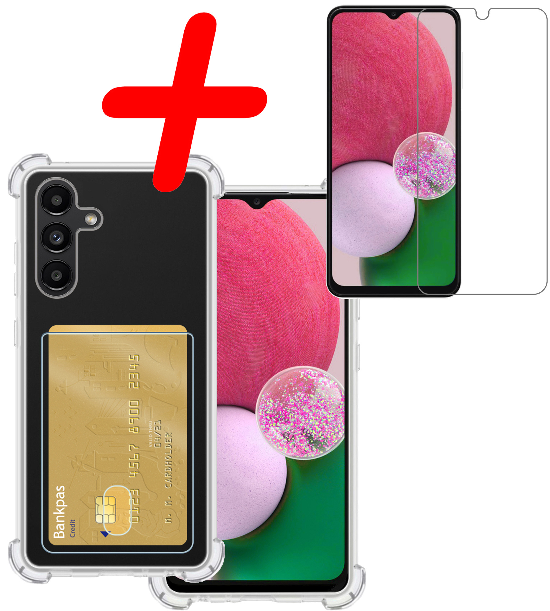 BASEY. Hoes Geschikt voor Samsung A13 4G Hoesje Shock Proof Case Hoes Met Screenprotector - Hoesje Geschikt voor Samsung Galaxy A13 4G Hoes Cover Shockproof - Transparant