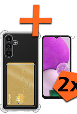 Nomfy Hoesje Geschikt voor Samsung A13 4G Hoesje Pasjeshouder Shockproof Pas Houder Met 2x Screenprotector - Hoesje Geschikt voor Samsung Galaxy A13 4G Hoes Met Kaarthouder - Transparant
