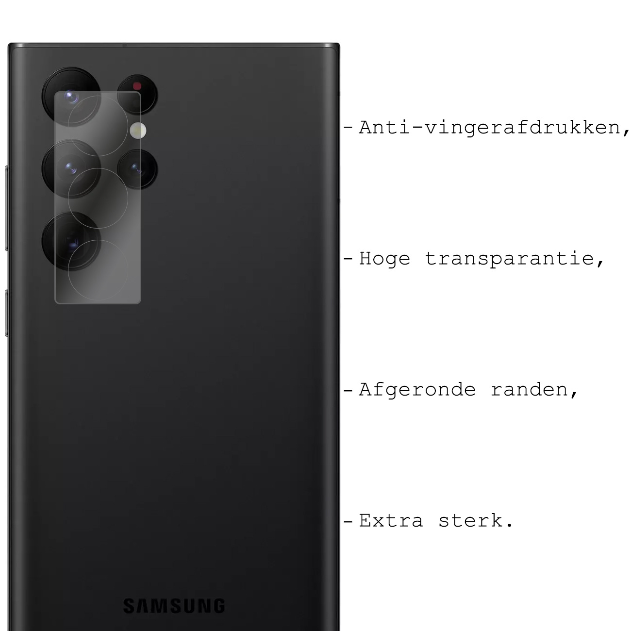 BASEY. Screenprotector Geschikt voor Samsung S22 Ultra Camera Screenprotector Tempered Glass Beschermglas Camera - Screenprotector Geschikt voor Samsung Galaxy S22 Ultra Camera Screen Protector - 2 Stuks