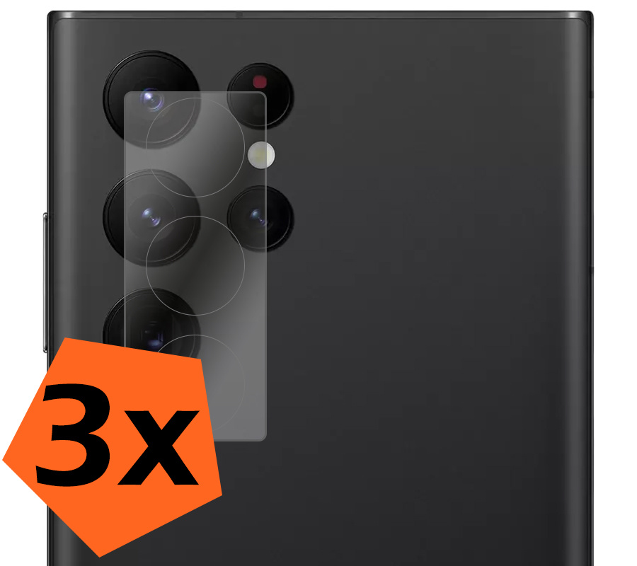Nomfy Screenprotector Geschikt voor Samsung S22 Ultra Camera Screen Protector Beschermglas - Screenprotector Geschikt voor Samsung Galaxy S22 Ultra Camera Screenprotector Tempered Glass - 3 PACK