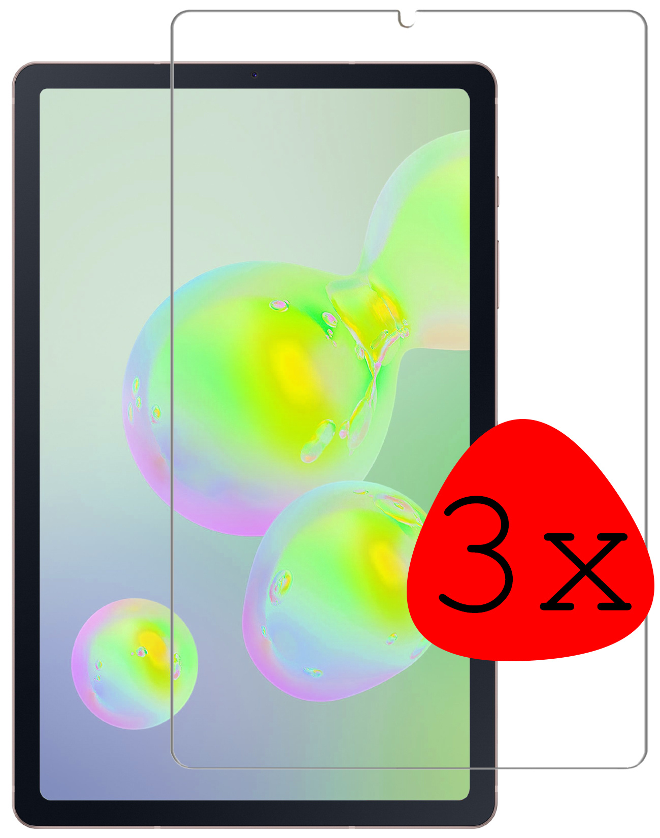 BASEY. Screenprotector Geschikt voor Samsung Galaxy Tab S6 Lite Screenprotector Tempered Glass - Screenprotector Geschikt voor Samsung Tab S6 Lite Screen Protector Beschermglas - 3 Stuks
