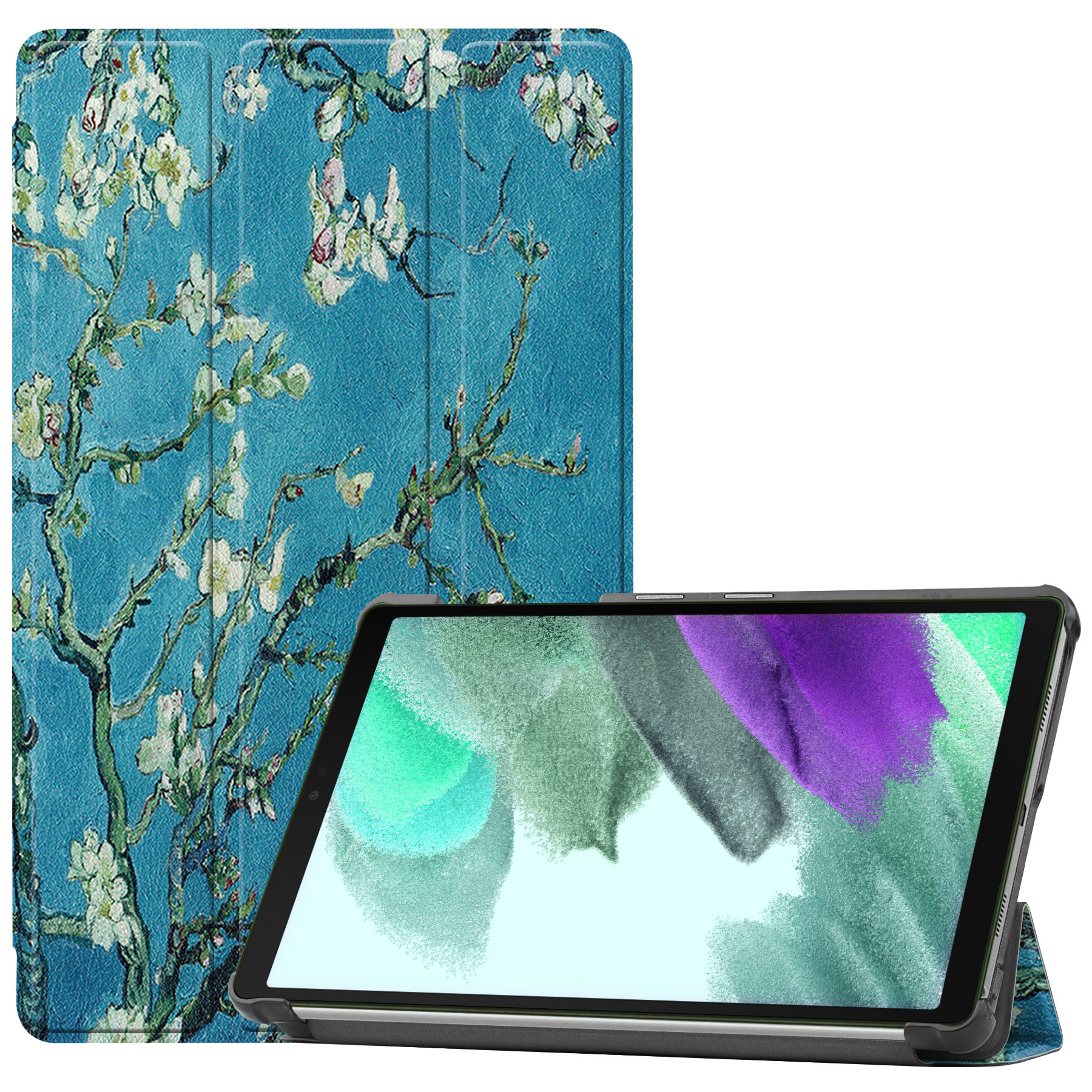 BASEY. Hoesje Geschikt voor Samsung Galaxy Tab S6 Lite Hoes Case Tablet Hoesje Tri-fold - Hoes Geschikt voor Samsung Tab S6 Lite Hoesje Hard Cover Bookcase Hoes - Bloesem