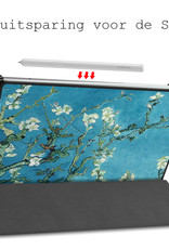 BASEY. Hoesje Geschikt voor Samsung Galaxy Tab S6 Lite Hoes Case Tablet Hoesje Tri-fold - Hoes Geschikt voor Samsung Tab S6 Lite Hoesje Hard Cover Bookcase Hoes - Bloesem