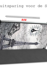 BASEY. Hoesje Geschikt voor Samsung Galaxy Tab S6 Lite Hoes Case Tablet Hoesje Tri-fold - Hoes Geschikt voor Samsung Tab S6 Lite Hoesje Hard Cover Bookcase Hoes - Eiffeltoren