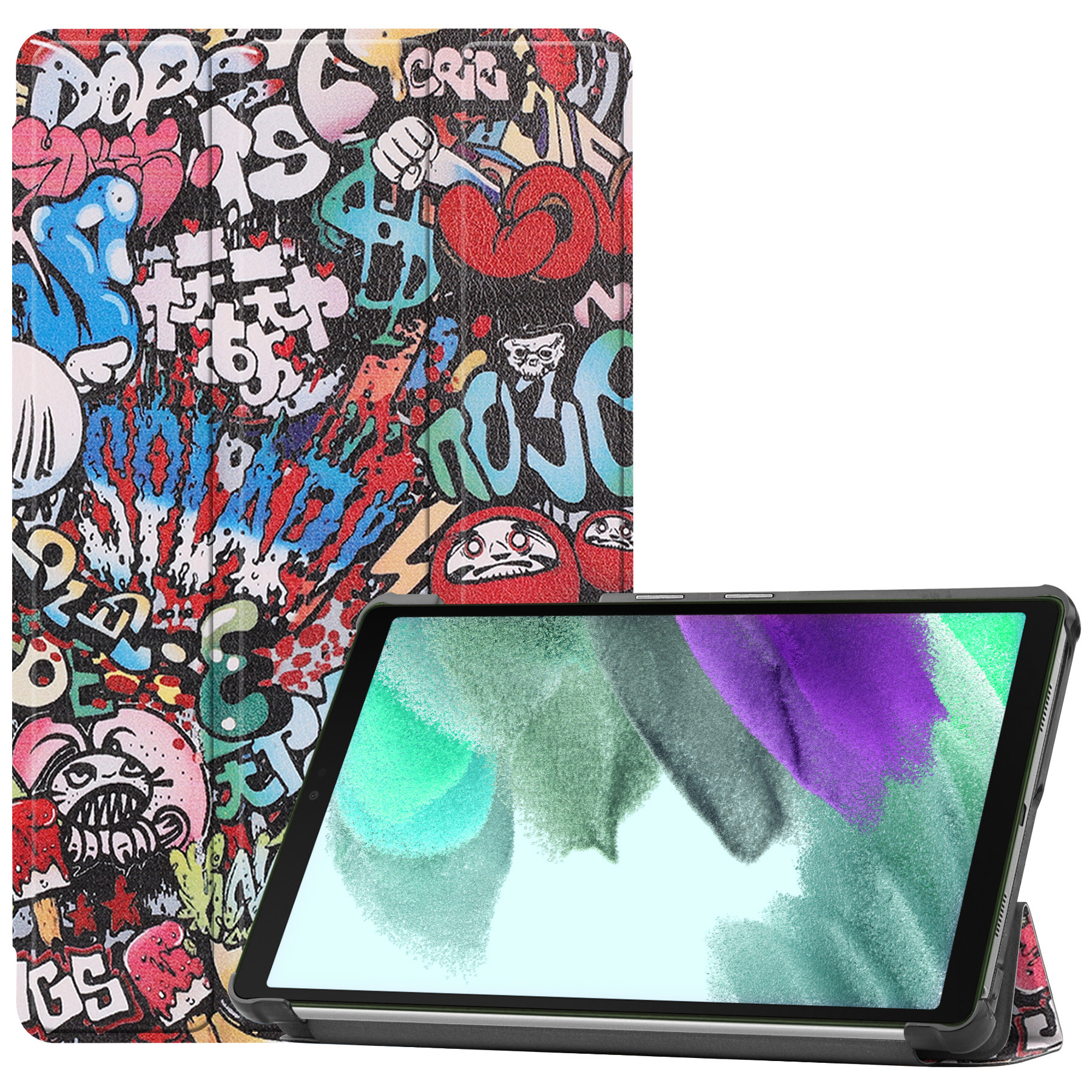BASEY. Hoesje Geschikt voor Samsung Galaxy Tab S6 Lite Hoes Case Tablet Hoesje Tri-fold - Hoes Geschikt voor Samsung Tab S6 Lite Hoesje Hard Cover Bookcase Hoes - Graffity