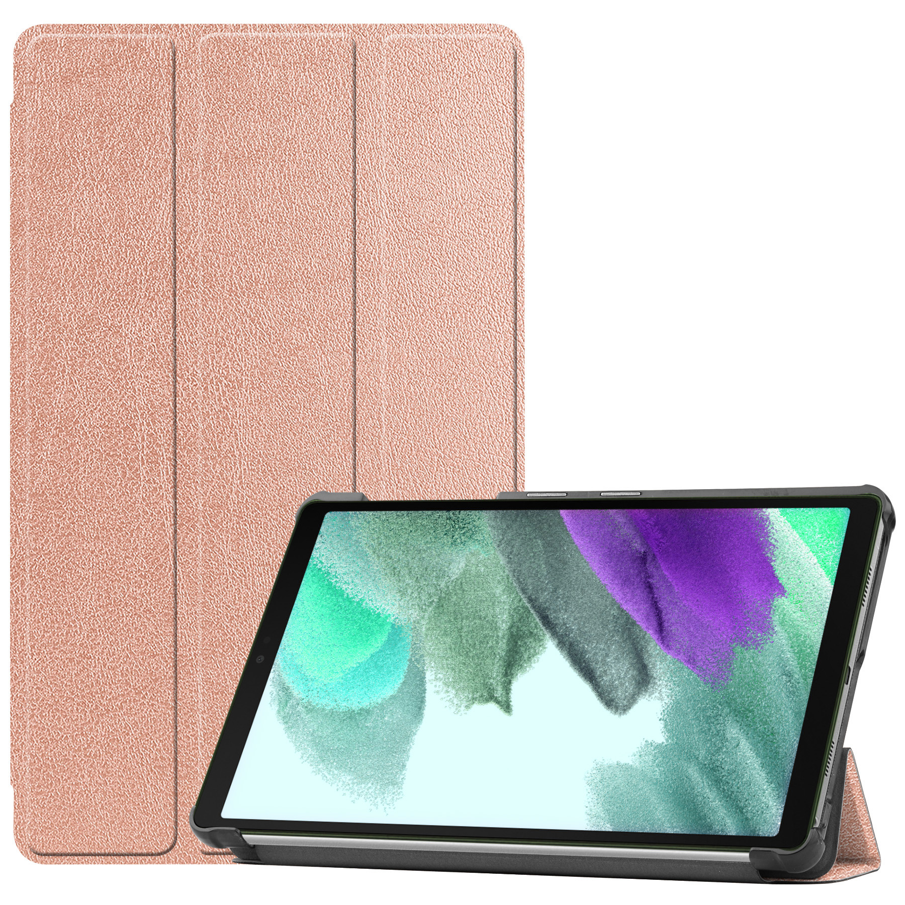 BASEY. Hoesje Geschikt voor Samsung Galaxy Tab S6 Lite Hoes Case Tablet Hoesje Tri-fold - Hoes Geschikt voor Samsung Tab S6 Lite Hoesje Hard Cover Bookcase Hoes - Rosé goud