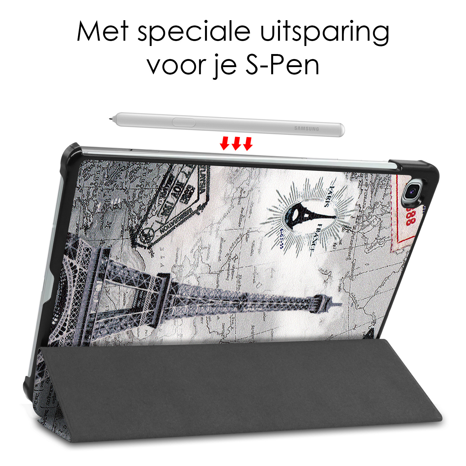 NoXx Hoesje Geschikt voor Samsung Galaxy Tab S6 Lite Hoesje Case Hard Cover Hoes Book Case - Eiffeltoren
