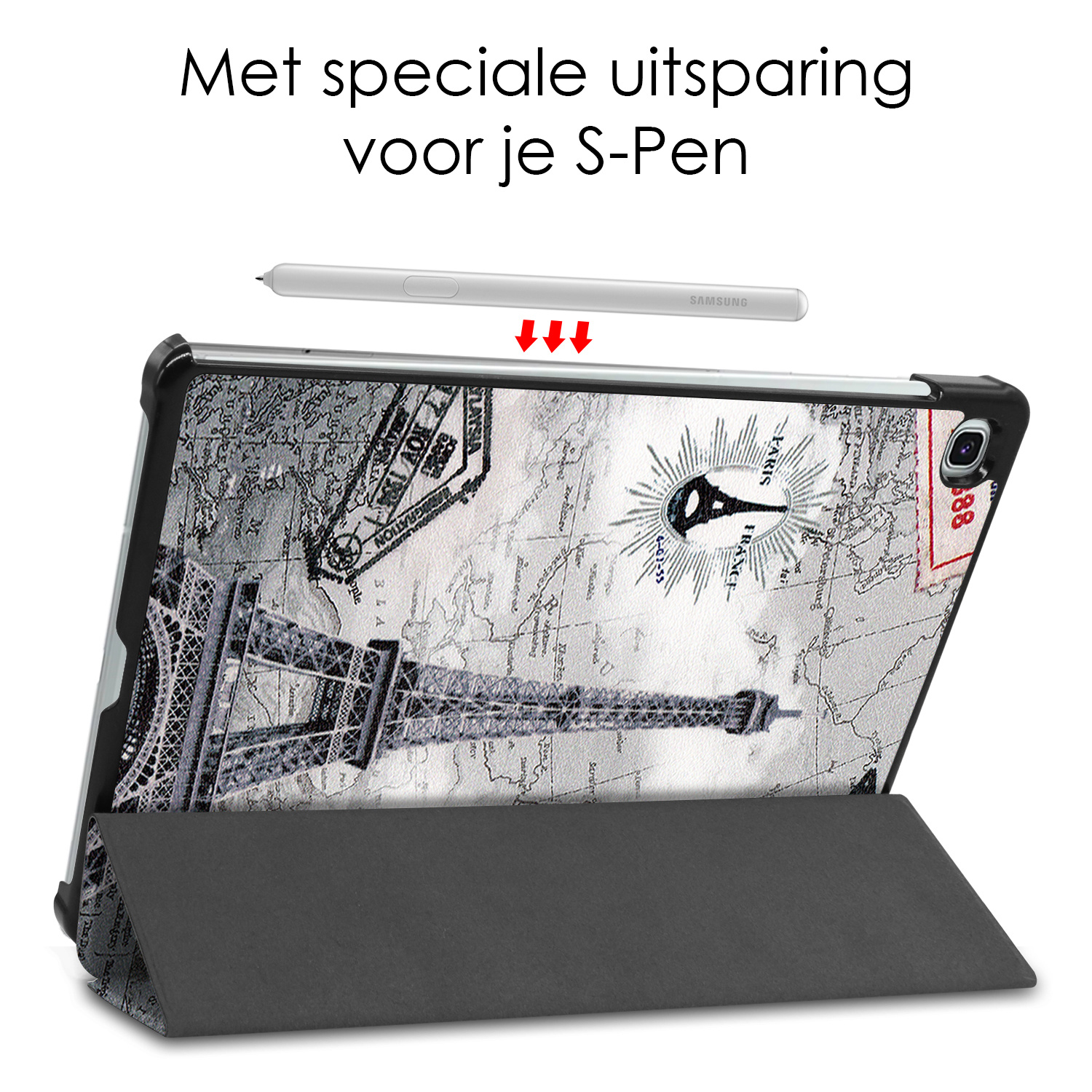NoXx Samsung Galaxy Tab S6 Lite Hoesje Case Hard Cover Hoes Book Case - Eiffeltoren
