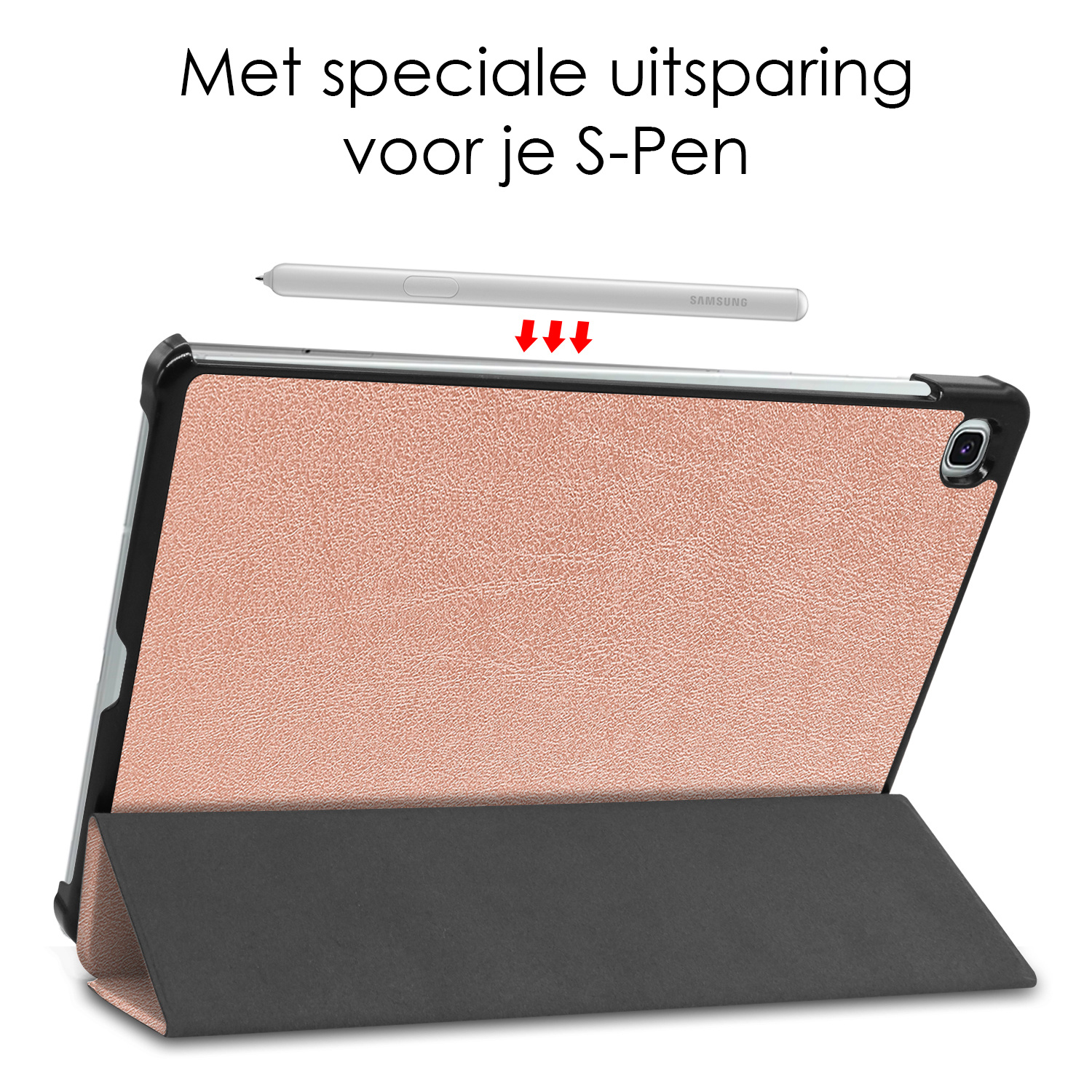 NoXx Hoesje Geschikt voor Samsung Galaxy Tab S6 Lite Hoesje Case Hard Cover Hoes Book Case - Rosé goud
