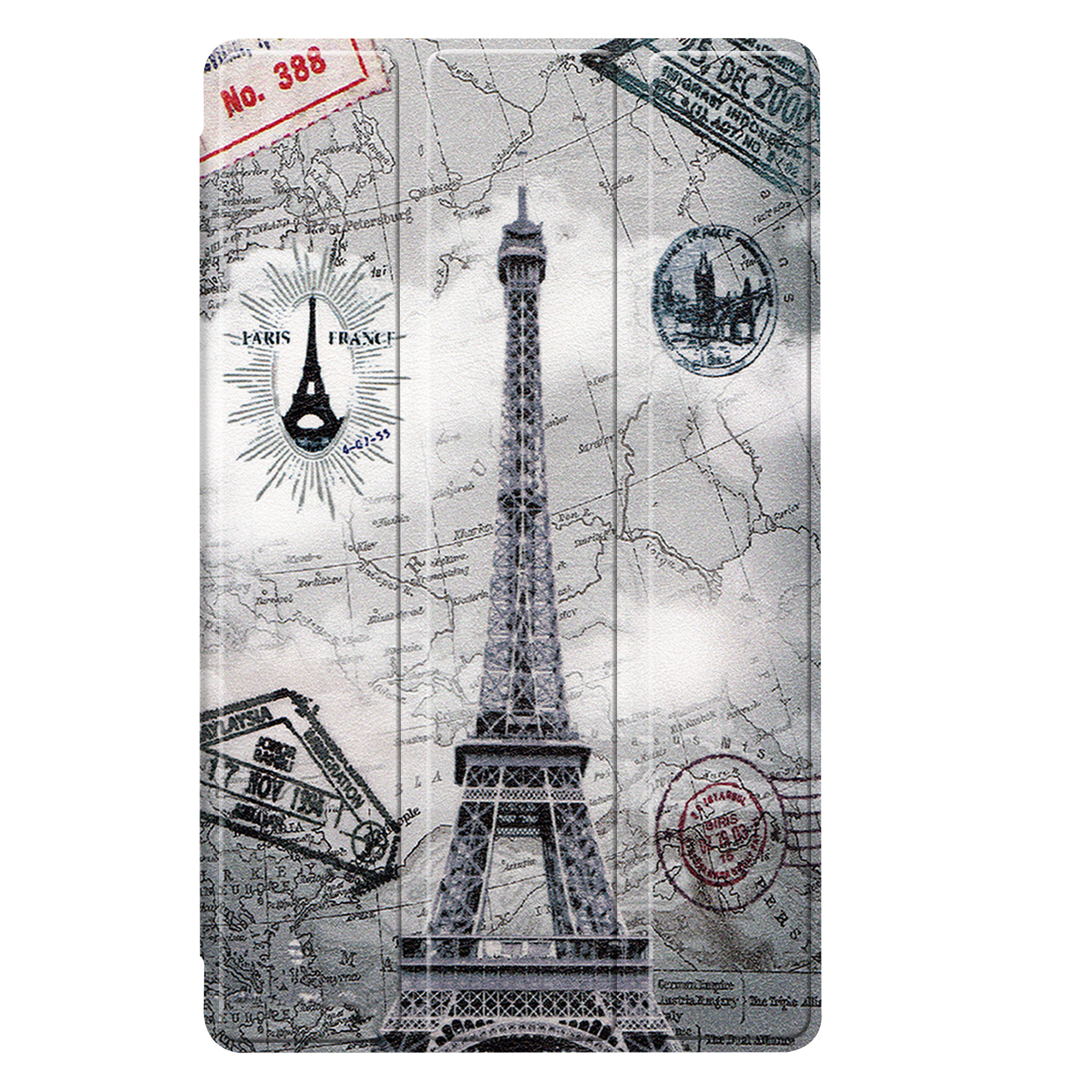 Nomfy Hoes Geschikt voor Samsung Galaxy Tab S6 Lite Hoes Tri-fold Tablet Hoesje Case - Hoesje Geschikt voor Samsung Tab S6 Lite Hoesje Hardcover Bookcase - Eiffeltoren
