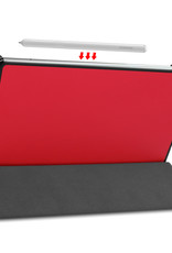 Nomfy Hoes Geschikt voor Samsung Galaxy Tab S6 Lite Hoes Tri-fold Tablet Hoesje Case - Hoesje Geschikt voor Samsung Tab S6 Lite Hoesje Hardcover Bookcase - Rood