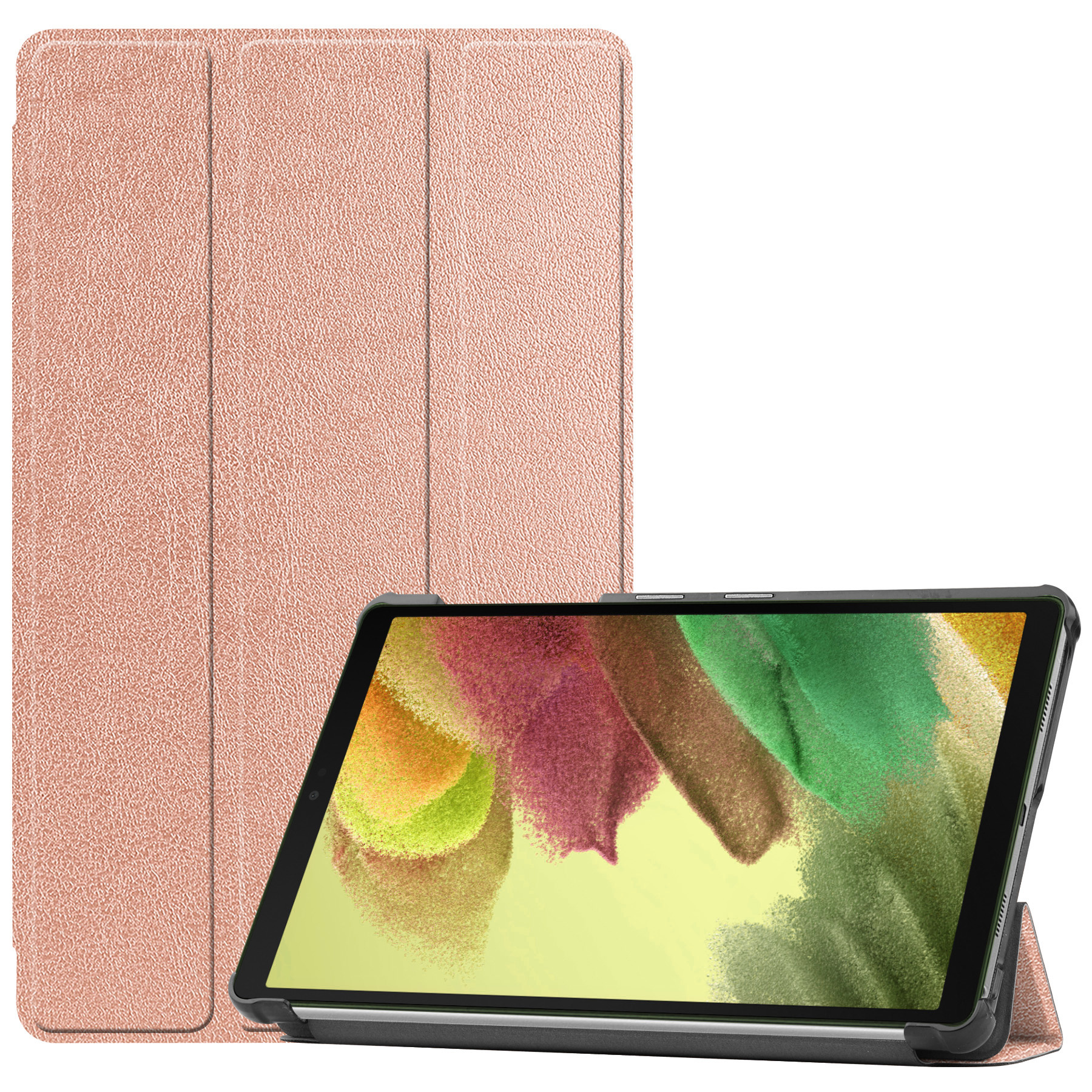 Nomfy Hoes Geschikt voor Samsung Galaxy Tab S6 Lite Hoes Tri-fold Tablet Hoesje Case - Hoesje Geschikt voor Samsung Tab S6 Lite Hoesje Hardcover Bookcase - Rosé goud
