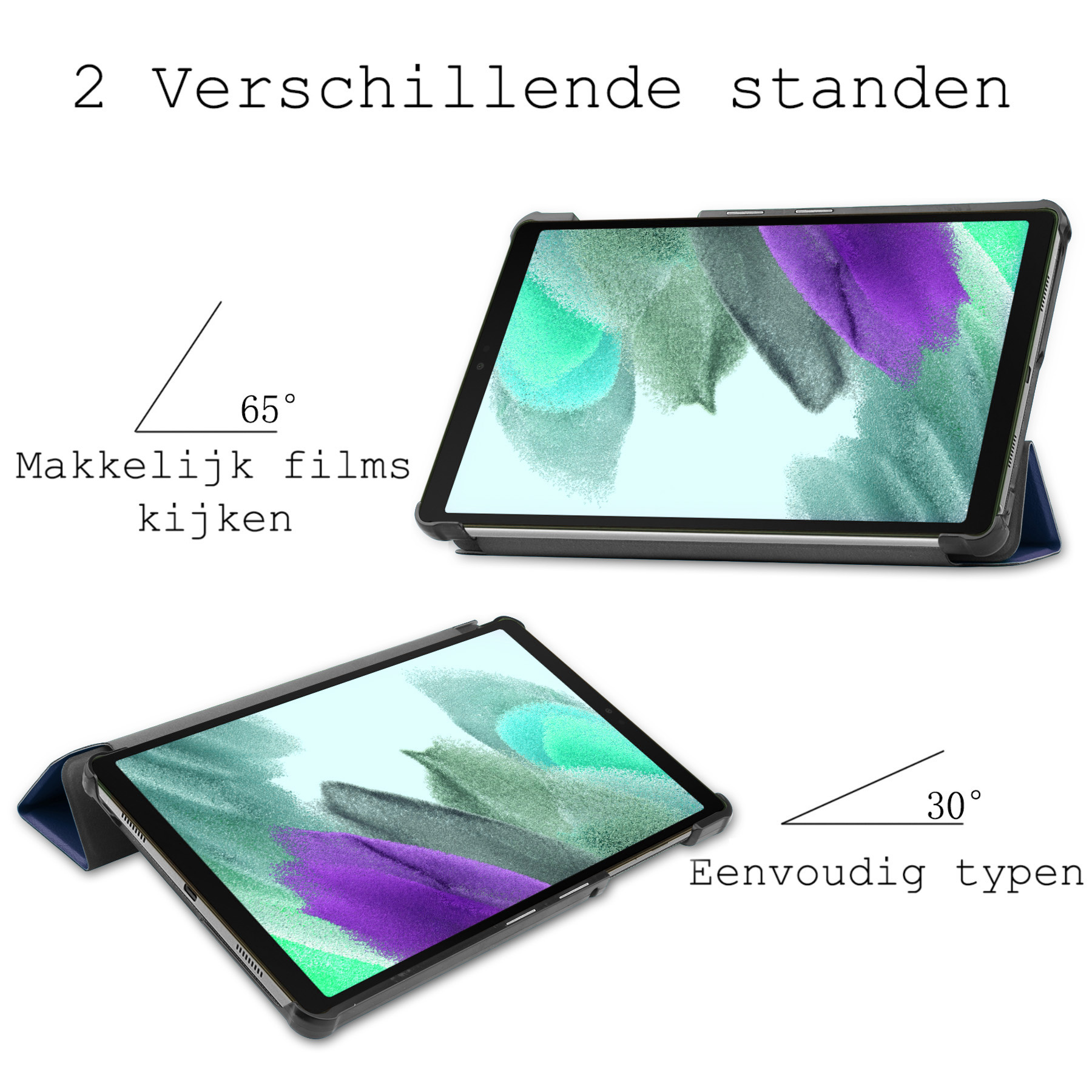 BASEY. Hoesje Geschikt voor Samsung Galaxy Tab S6 Lite Hoes Case Tablet Hoesje Tri-fold Met Screenprotector - Hoes Geschikt voor Samsung Tab S6 Lite Hoesje Hard Cover Bookcase Hoes - Donkerblauw