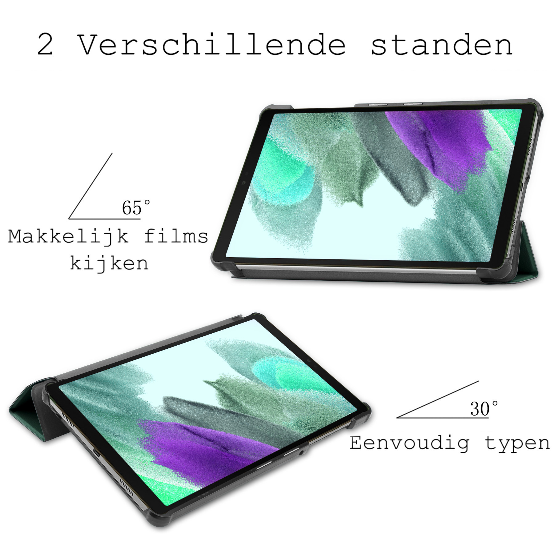 BASEY. Hoesje Geschikt voor Samsung Galaxy Tab S6 Lite Hoes Case Tablet Hoesje Tri-fold Met Screenprotector - Hoes Geschikt voor Samsung Tab S6 Lite Hoesje Hard Cover Bookcase Hoes - Donkergroen