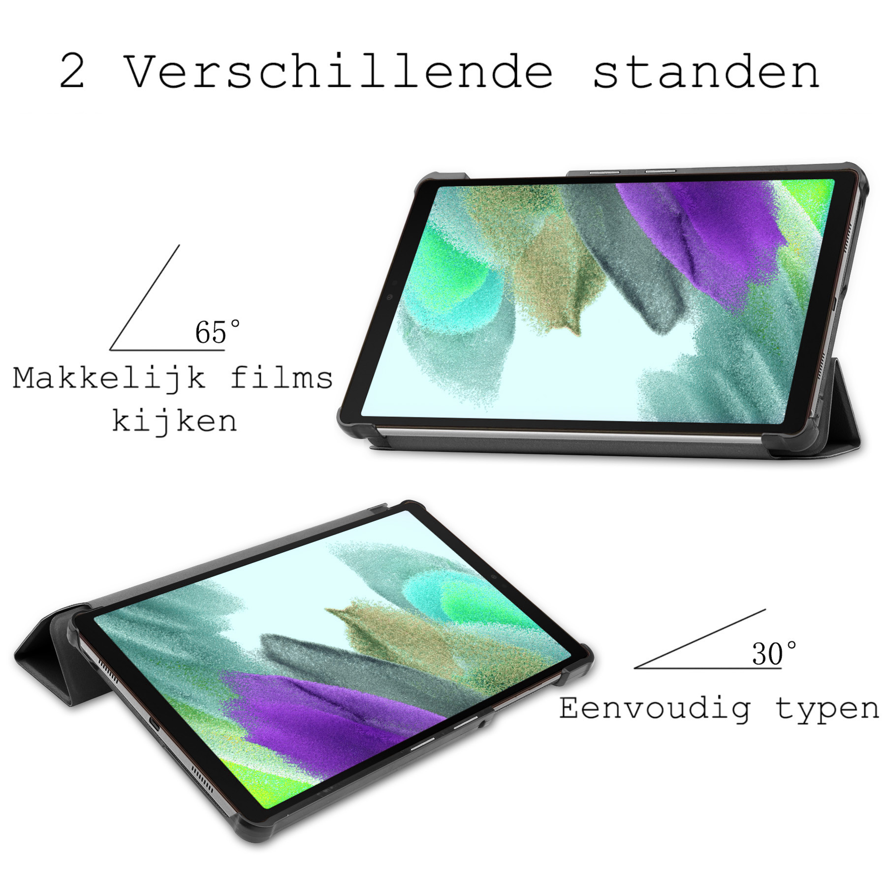 BASEY. Hoesje Geschikt voor Samsung Galaxy Tab S6 Lite Hoes Case Tablet Hoesje Tri-fold Met Screenprotector - Hoes Geschikt voor Samsung Tab S6 Lite Hoesje Hard Cover Bookcase Hoes - Zwart