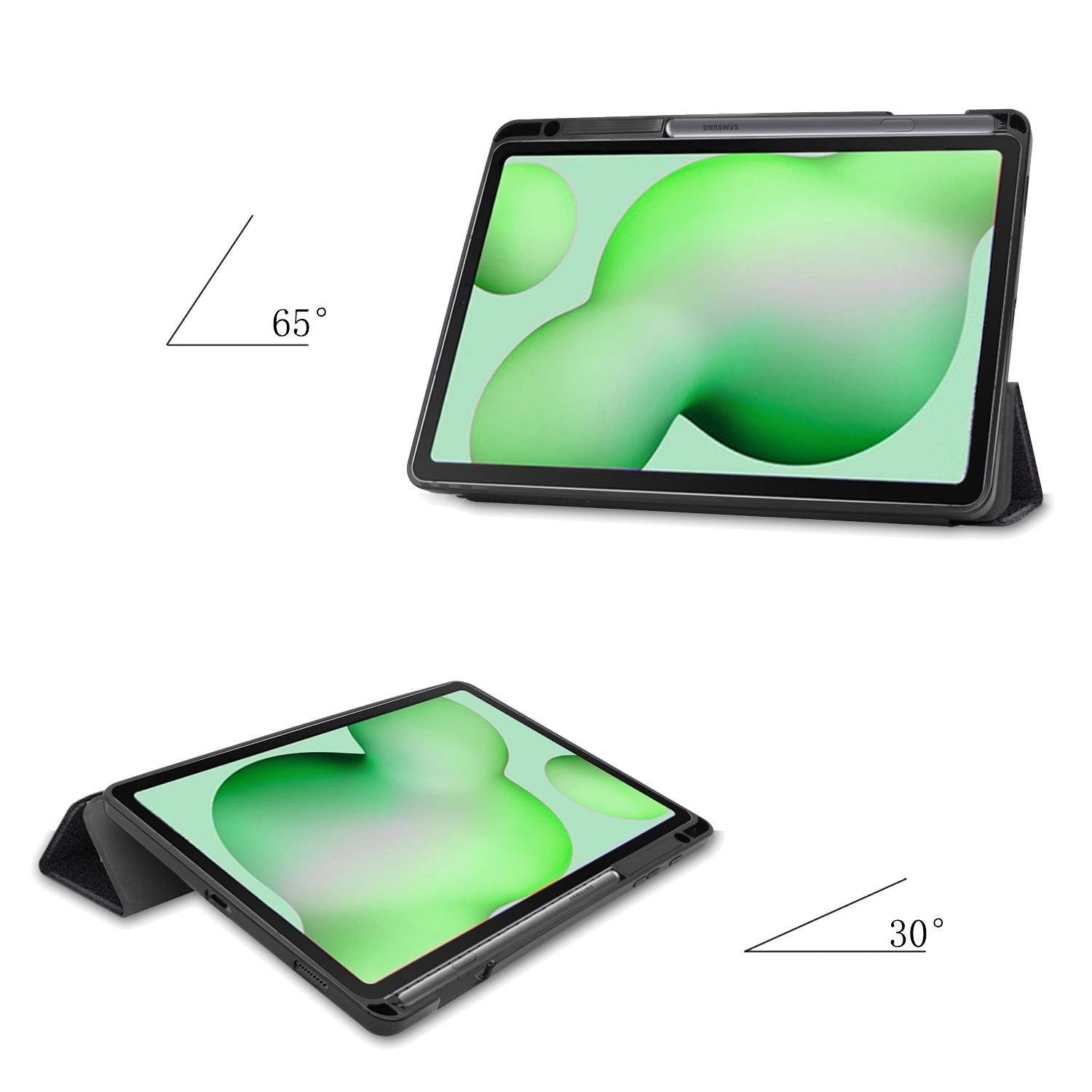 Nomfy Hoes Geschikt voor Samsung Galaxy Tab S6 Lite Hoes Tri-fold Tablet Hoesje Case Met Uitsparing Geschikt voor S Pen - Hoesje Geschikt voor Samsung Tab S6 Lite Hoesje Hardcover Bookcase - Zwart