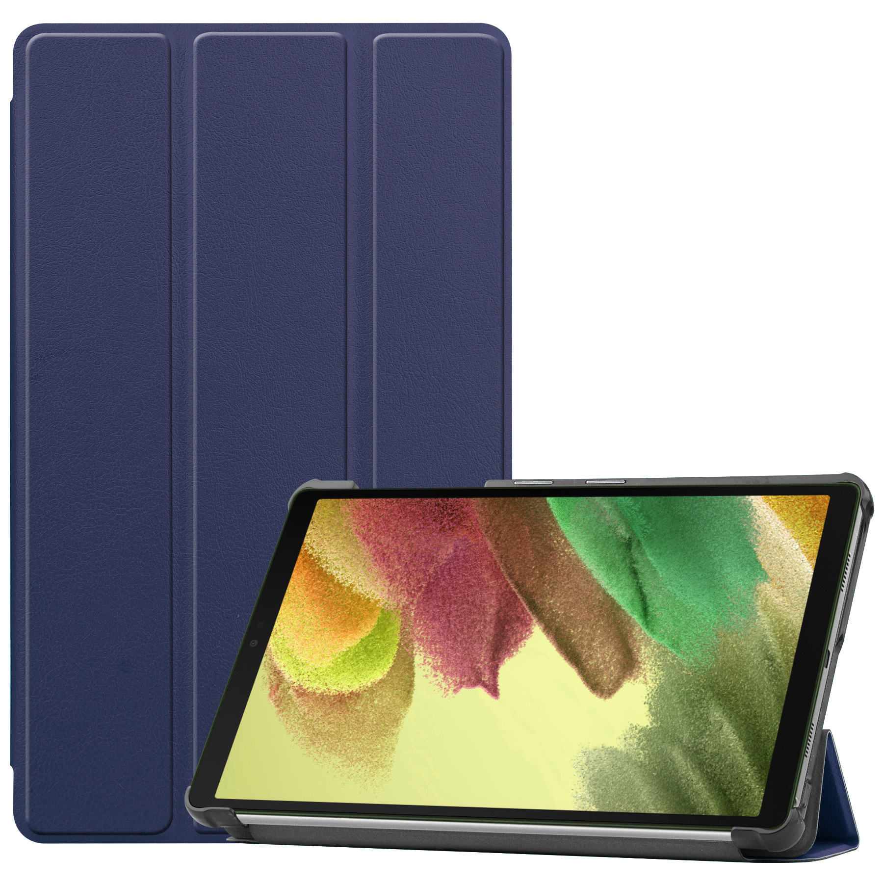 Nomfy Hoes Geschikt voor Samsung Galaxy Tab S6 Lite Hoes Tri-fold Tablet Hoesje Case Met Screenprotector - Hoesje Geschikt voor Samsung Tab S6 Lite Hoesje Hardcover Bookcase - Donkerblauw