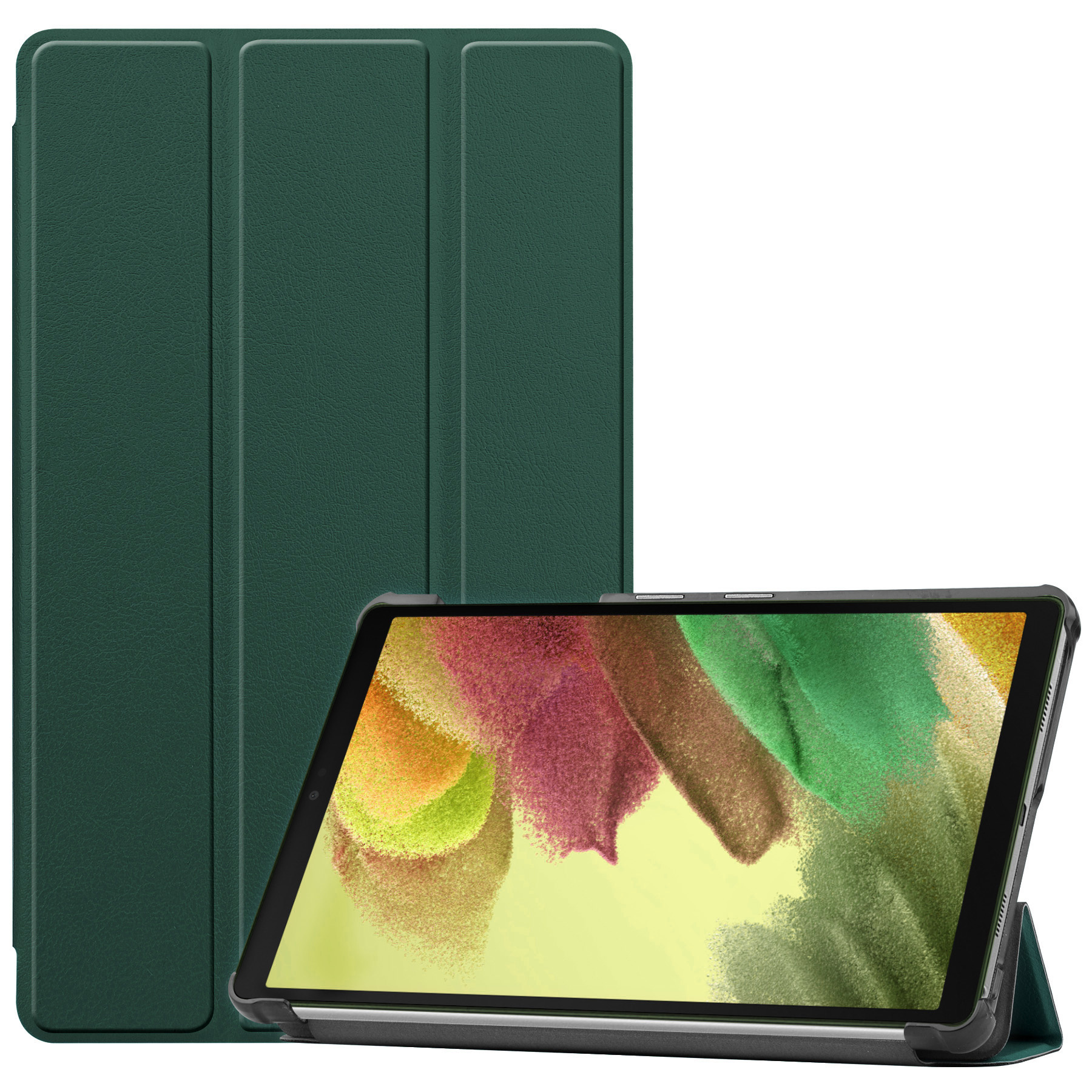 Nomfy Hoes Geschikt voor Samsung Galaxy Tab S6 Lite Hoes Tri-fold Tablet Hoesje Case Met Screenprotector - Hoesje Geschikt voor Samsung Tab S6 Lite Hoesje Hardcover Bookcase - Donkergroen