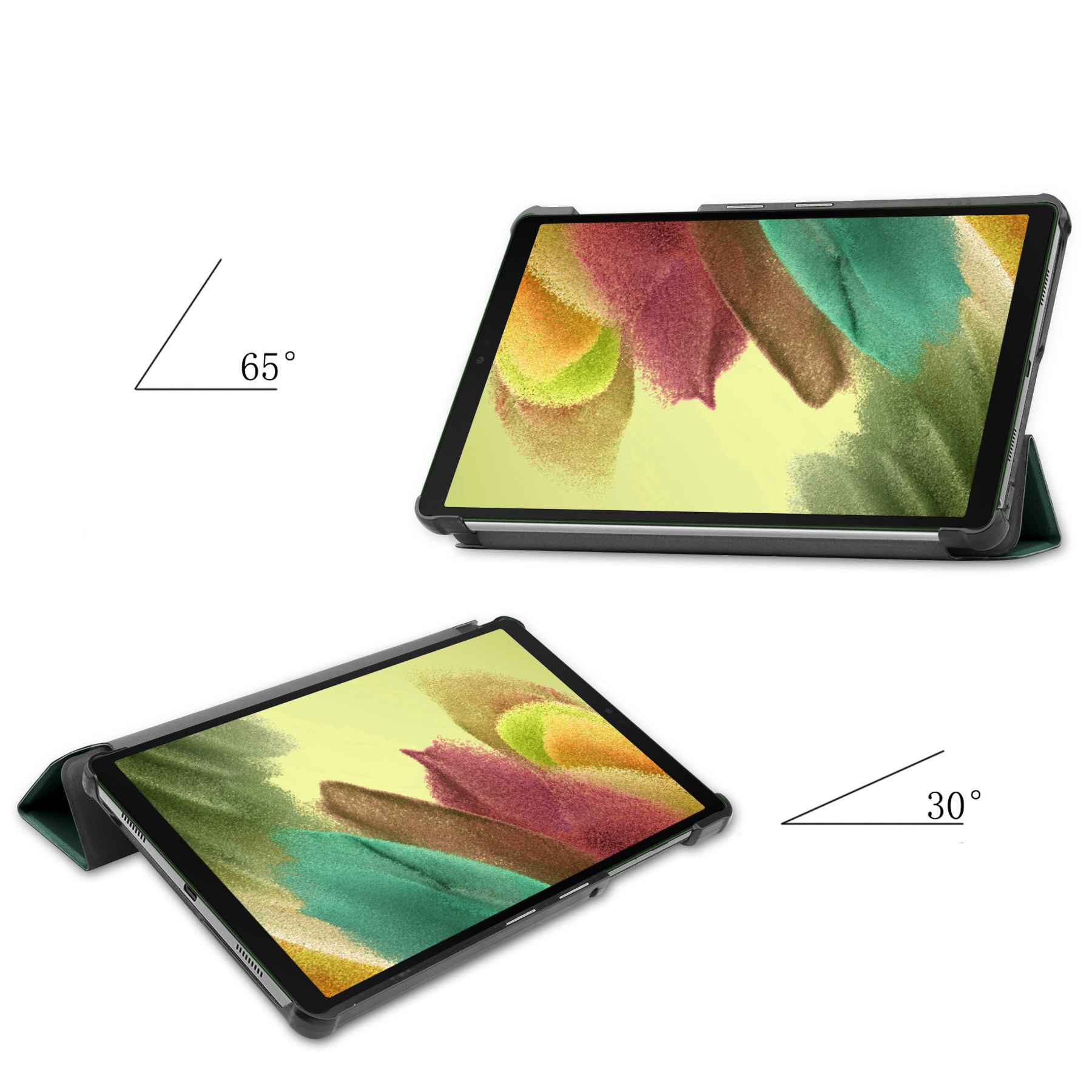 Nomfy Hoes Geschikt voor Samsung Galaxy Tab S6 Lite Hoes Tri-fold Tablet Hoesje Case Met Screenprotector - Hoesje Geschikt voor Samsung Tab S6 Lite Hoesje Hardcover Bookcase - Donkergroen