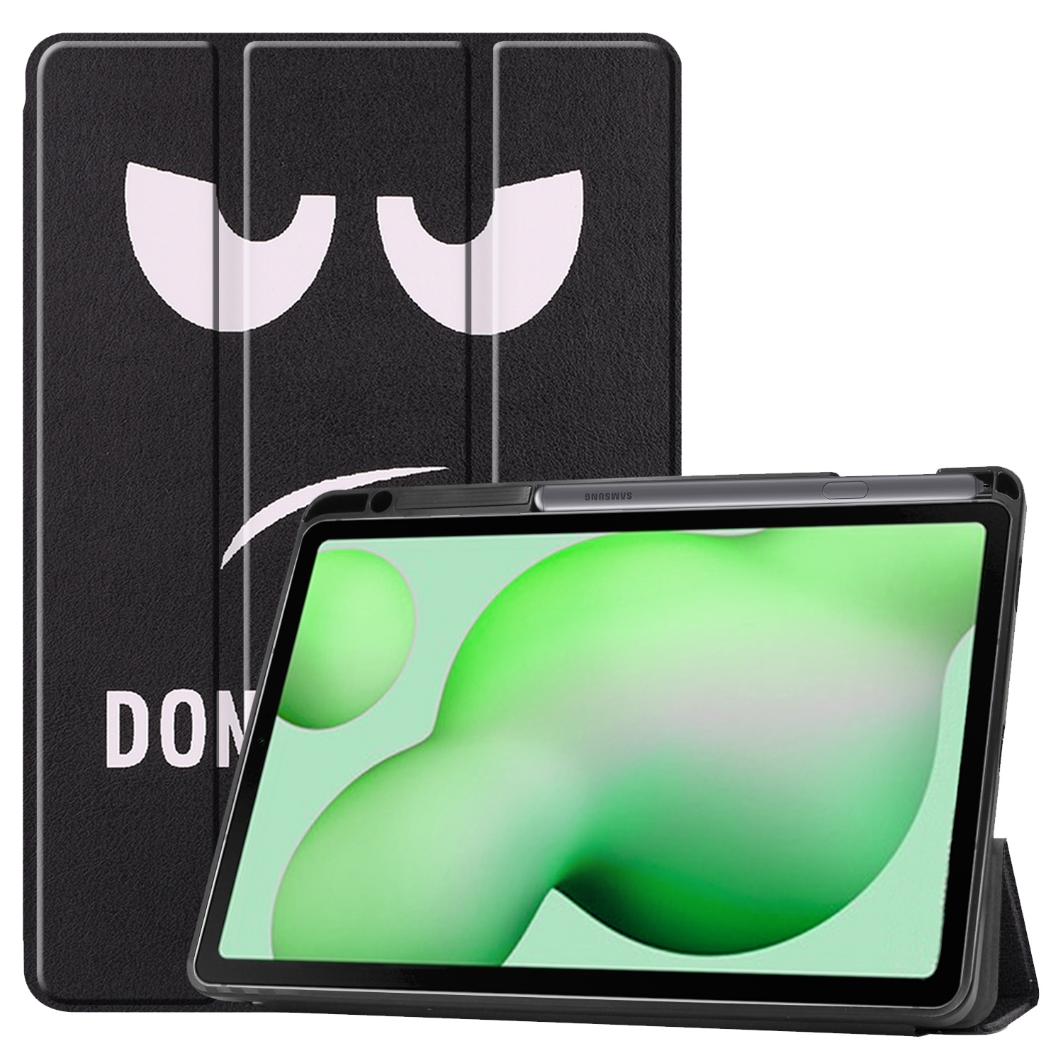 Nomfy Hoes Geschikt voor Samsung Galaxy Tab S6 Lite Hoes Tri-fold Tablet Hoesje Case Met Uitsparing Geschikt voor S Pen - Hoesje Geschikt voor Samsung Tab S6 Lite Hoesje Hardcover Bookcase - Don't Touch Me