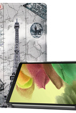 Nomfy Hoes Geschikt voor Samsung Galaxy Tab S6 Lite Hoes Tri-fold Tablet Hoesje Case Met Screenprotector - Hoesje Geschikt voor Samsung Tab S6 Lite Hoesje Hardcover Bookcase - Eiffeltoren