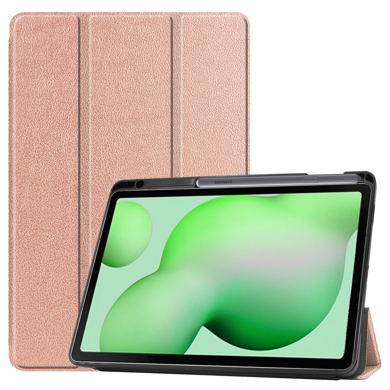 Nomfy Hoes Geschikt voor Samsung Galaxy Tab S6 Lite Hoes Tri-fold Tablet Hoesje Case Met Uitsparing Geschikt voor S Pen - Hoesje Geschikt voor Samsung Tab S6 Lite Hoesje Hardcover Bookcase - Rosé goud