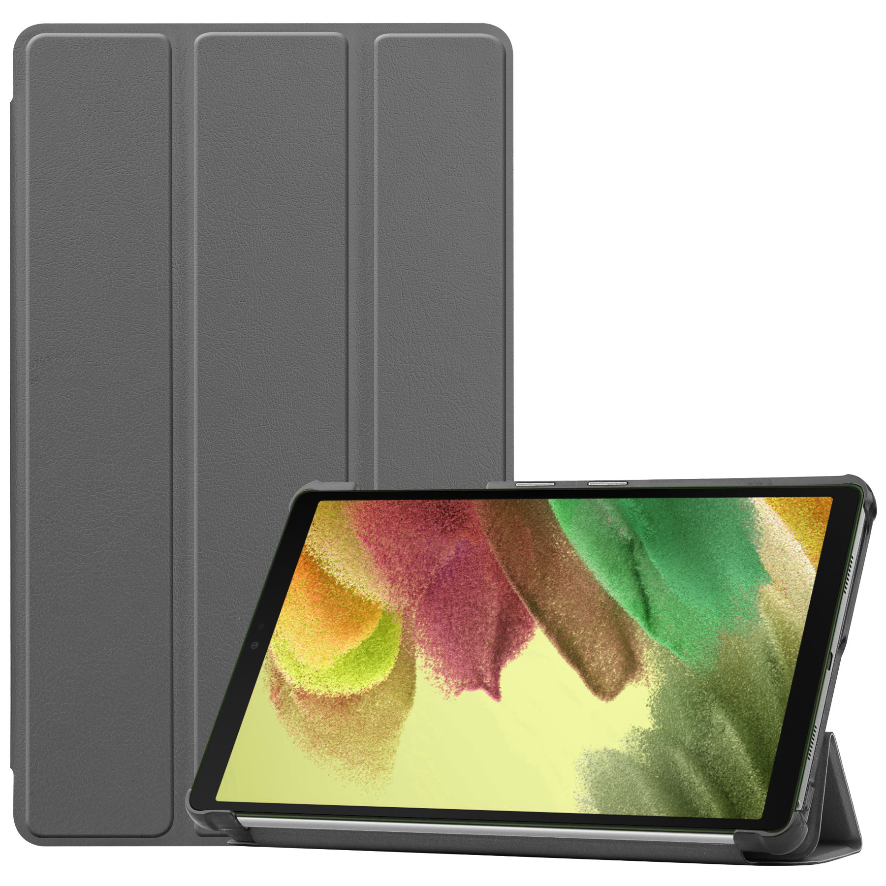 Nomfy Hoes Geschikt voor Samsung Galaxy Tab S6 Lite Hoes Tri-fold Tablet Hoesje Case Met Screenprotector - Hoesje Geschikt voor Samsung Tab S6 Lite Hoesje Hardcover Bookcase - Grijs