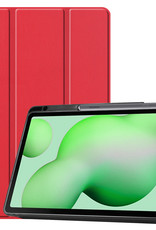Nomfy Hoes Geschikt voor Samsung Galaxy Tab S6 Lite Hoes Tri-fold Tablet Hoesje Case Met Uitsparing Geschikt voor S Pen - Hoesje Geschikt voor Samsung Tab S6 Lite Hoesje Hardcover Bookcase - Rood