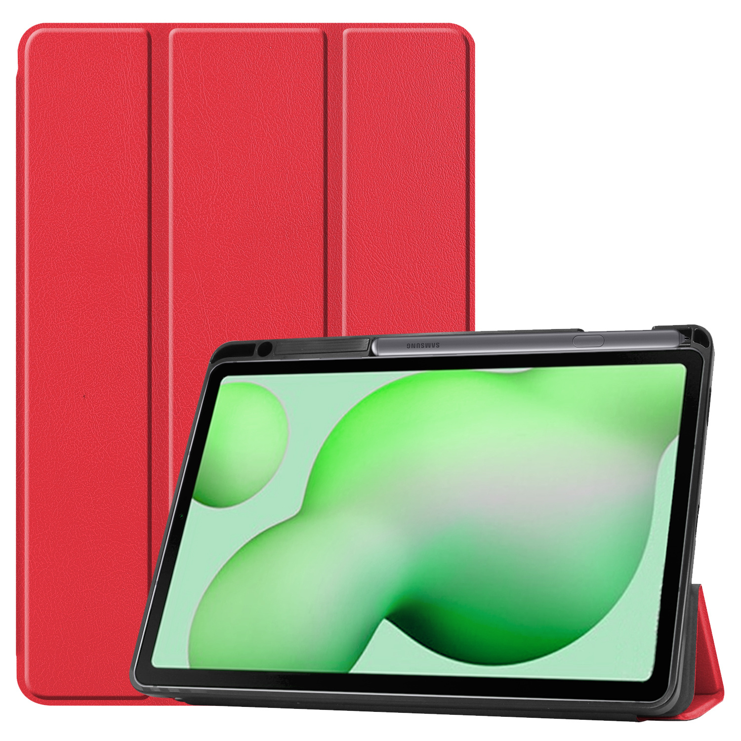 Nomfy Hoes Geschikt voor Samsung Galaxy Tab S6 Lite Hoes Tri-fold Tablet Hoesje Case Met Uitsparing Geschikt voor S Pen - Hoesje Geschikt voor Samsung Tab S6 Lite Hoesje Hardcover Bookcase - Rood