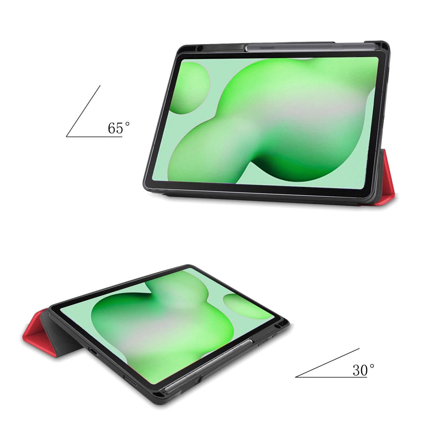Nomfy Hoes Geschikt voor Samsung Galaxy Tab S6 Lite Hoes Tri-fold Tablet Hoesje Case Met Uitsparing Geschikt voor S Pen - Hoesje Geschikt voor Samsung Tab S6 Lite Hoesje Hardcover Bookcase - Rood