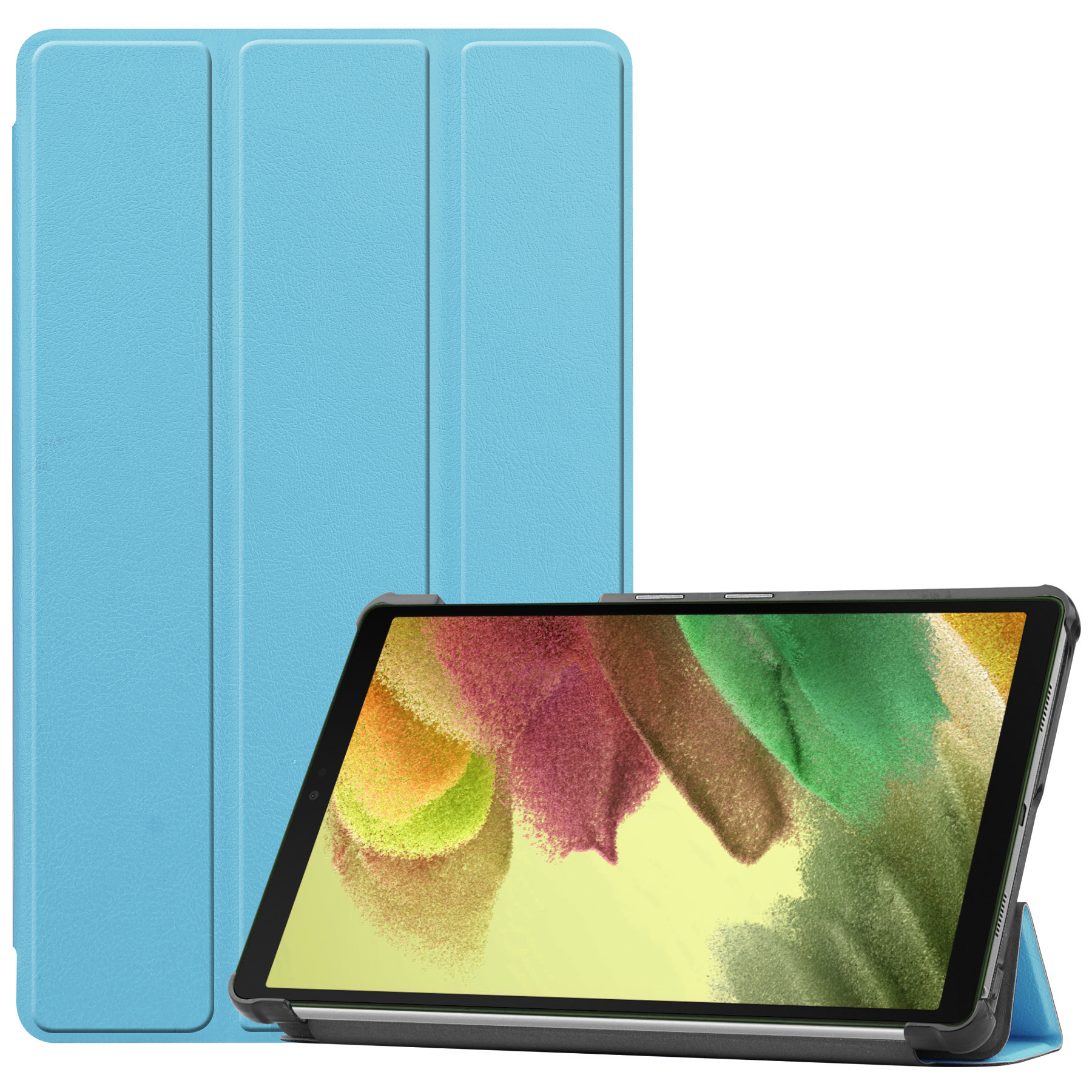 Nomfy Hoes Geschikt voor Samsung Galaxy Tab S6 Lite Hoes Tri-fold Tablet Hoesje Case Met Screenprotector - Hoesje Geschikt voor Samsung Tab S6 Lite Hoesje Hardcover Bookcase - Lichtblauw