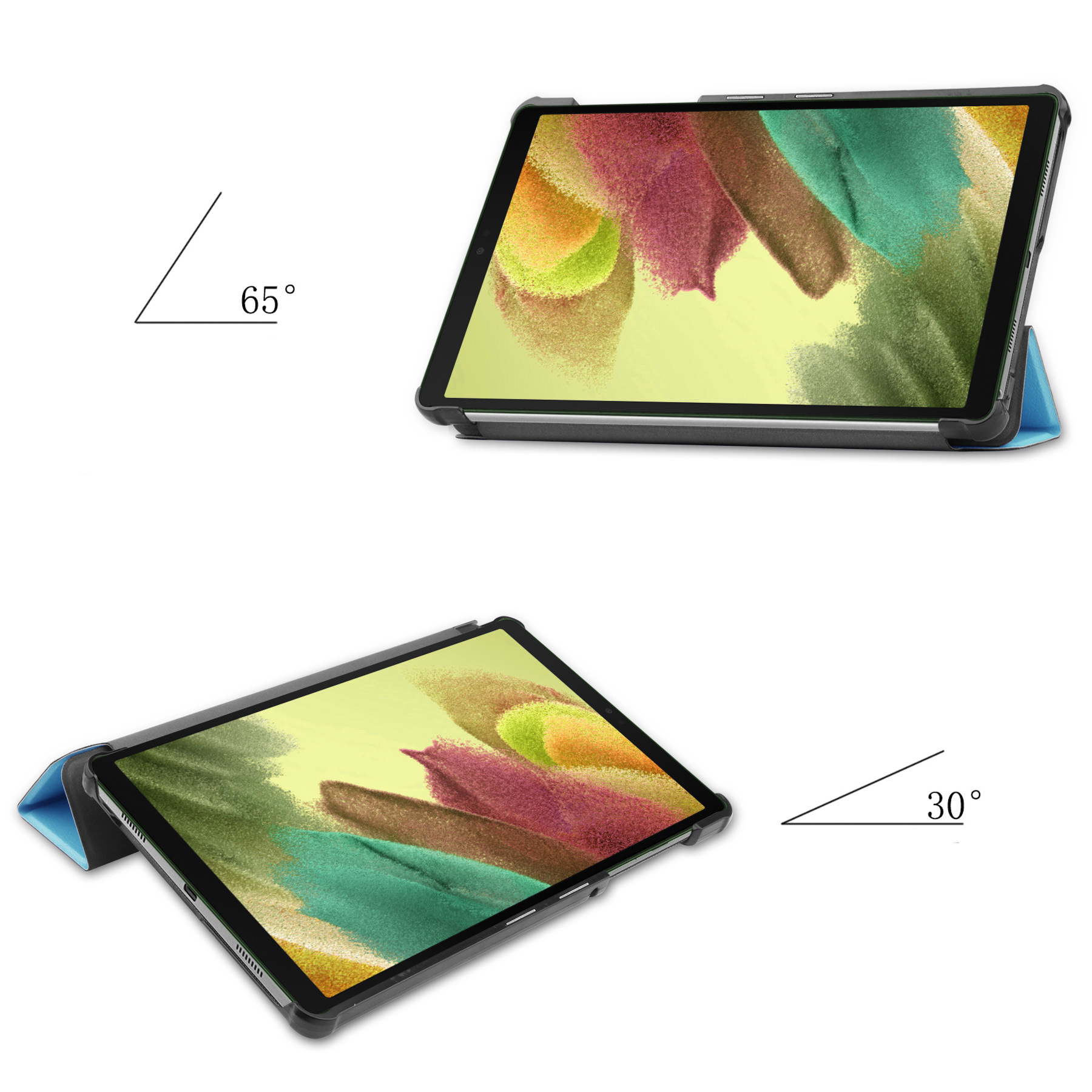 Nomfy Hoes Geschikt voor Samsung Galaxy Tab S6 Lite Hoes Tri-fold Tablet Hoesje Case Met Screenprotector - Hoesje Geschikt voor Samsung Tab S6 Lite Hoesje Hardcover Bookcase - Lichtblauw