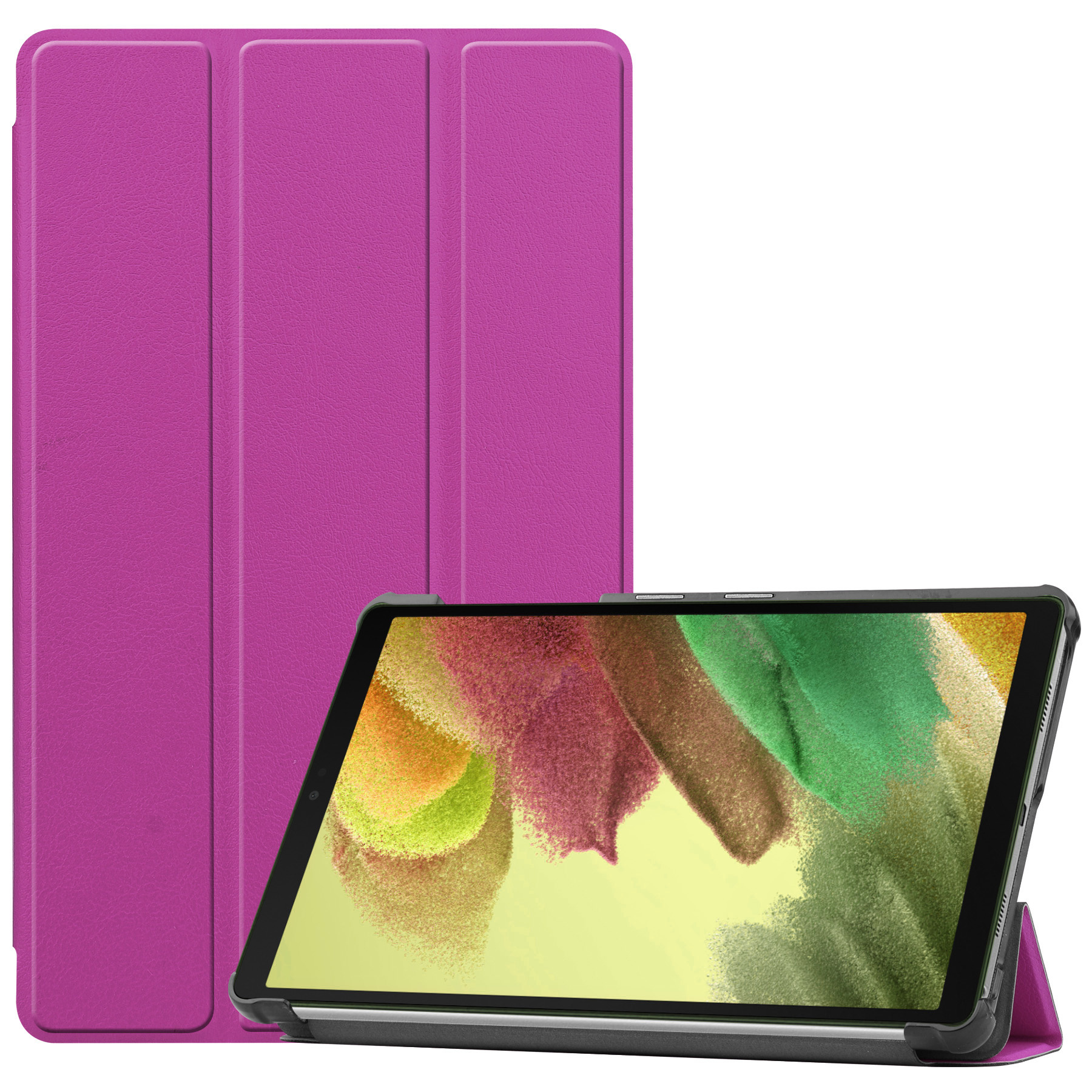 Nomfy Hoes Geschikt voor Samsung Galaxy Tab S6 Lite Hoes Tri-fold Tablet Hoesje Case Met Screenprotector - Hoesje Geschikt voor Samsung Tab S6 Lite Hoesje Hardcover Bookcase - Paars