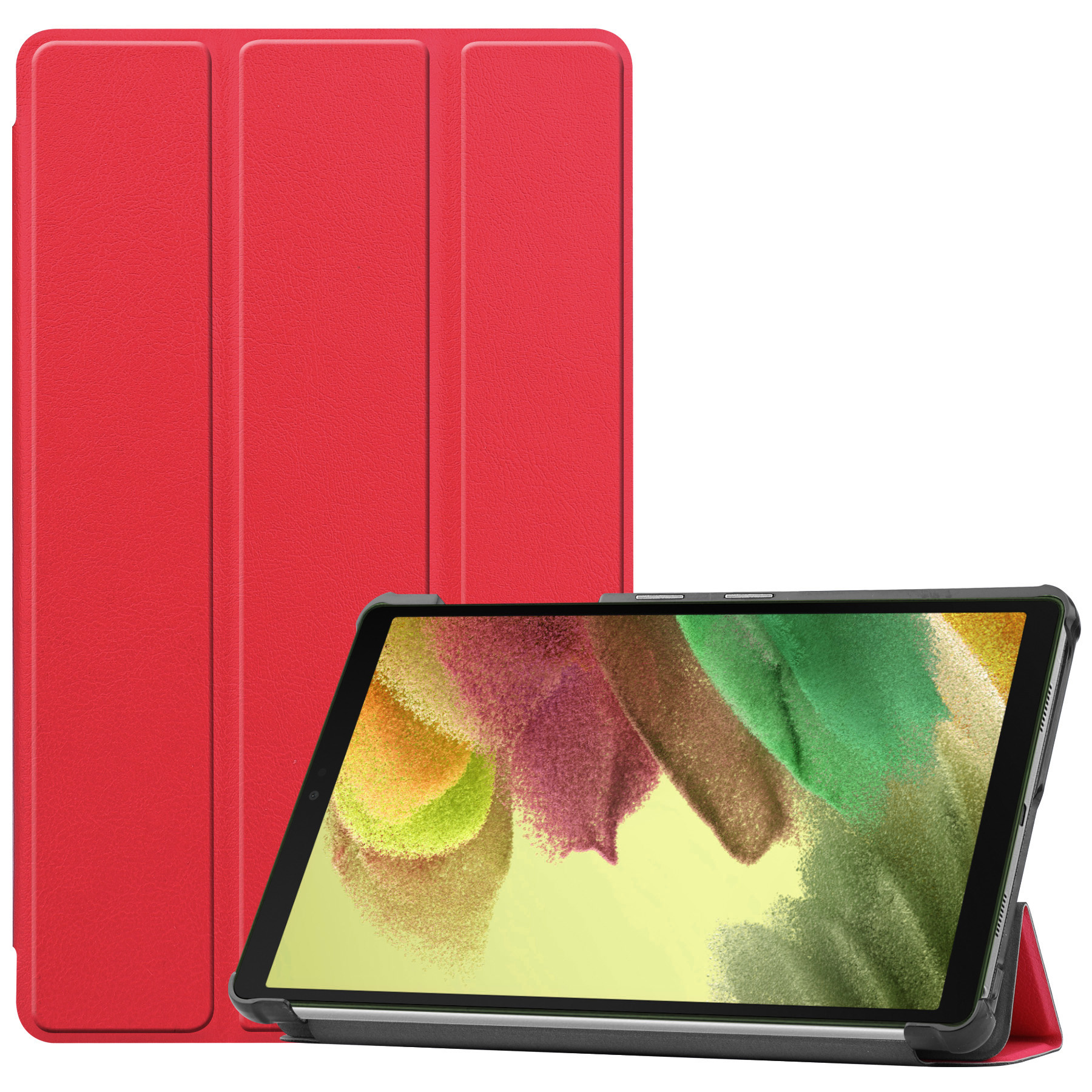 Nomfy Hoes Geschikt voor Samsung Galaxy Tab S6 Lite Hoes Tri-fold Tablet Hoesje Case Met Screenprotector - Hoesje Geschikt voor Samsung Tab S6 Lite Hoesje Hardcover Bookcase - Rood