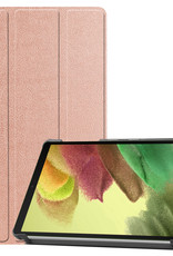 Nomfy Hoes Geschikt voor Samsung Galaxy Tab S6 Lite Hoes Tri-fold Tablet Hoesje Case Met Screenprotector - Hoesje Geschikt voor Samsung Tab S6 Lite Hoesje Hardcover Bookcase - Rosé goud