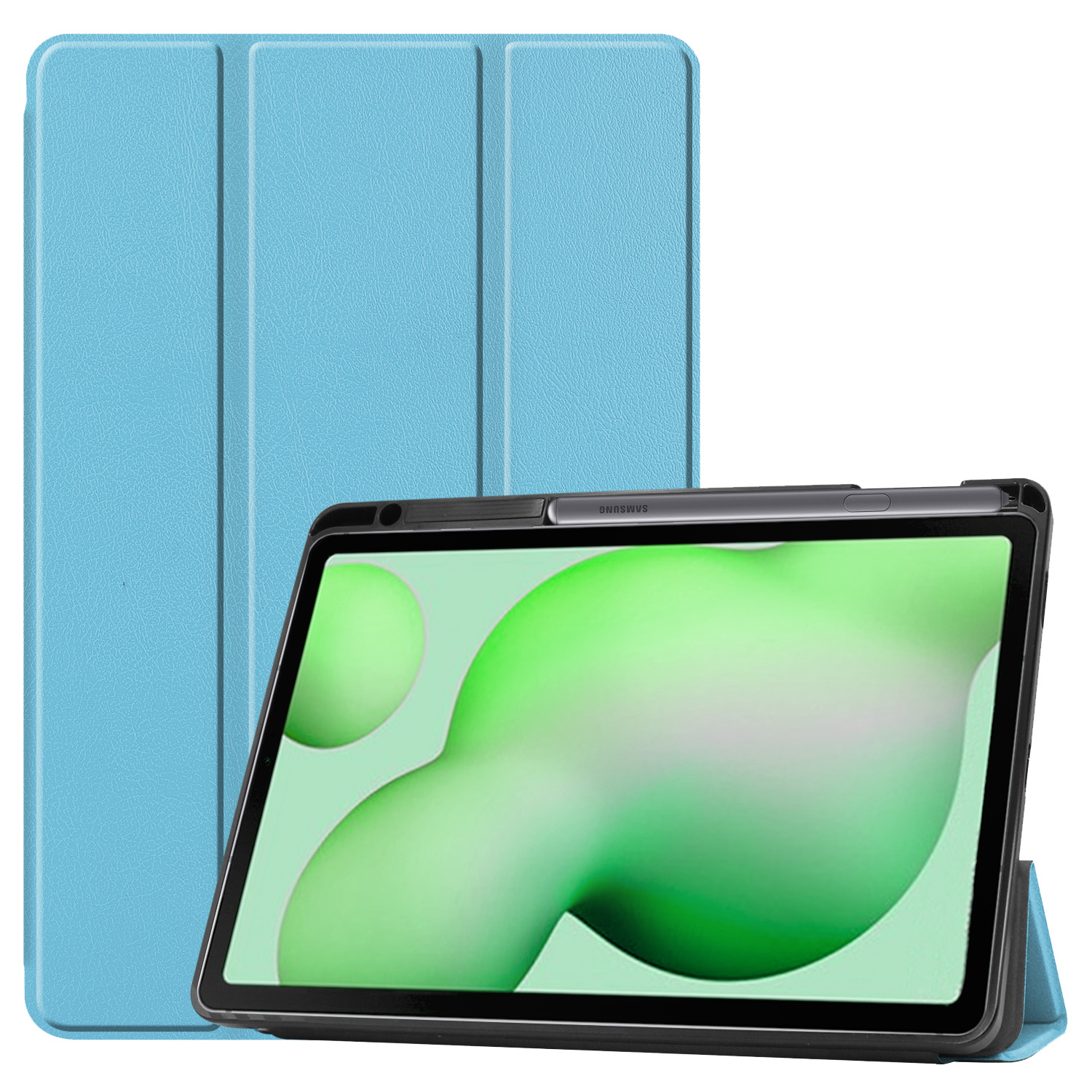 Nomfy Hoes Geschikt voor Samsung Galaxy Tab S6 Lite Hoes Tri-fold Tablet Hoesje Case Met Uitsparing Geschikt voor S Pen - Hoesje Geschikt voor Samsung Tab S6 Lite Hoesje Hardcover Bookcase - Lichtblauw