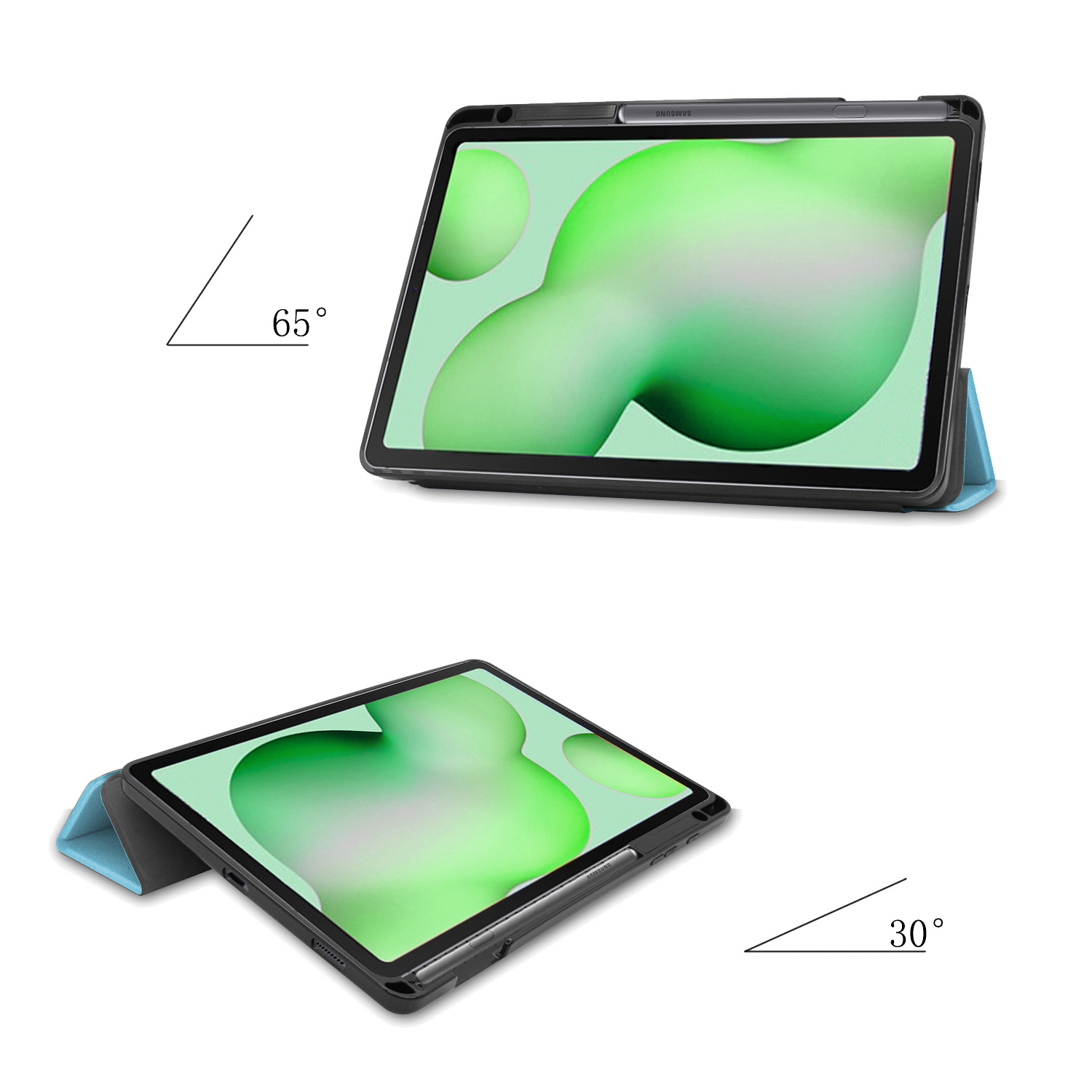 Nomfy Hoes Geschikt voor Samsung Galaxy Tab S6 Lite Hoes Tri-fold Tablet Hoesje Case Met Uitsparing Geschikt voor S Pen - Hoesje Geschikt voor Samsung Tab S6 Lite Hoesje Hardcover Bookcase - Lichtblauw