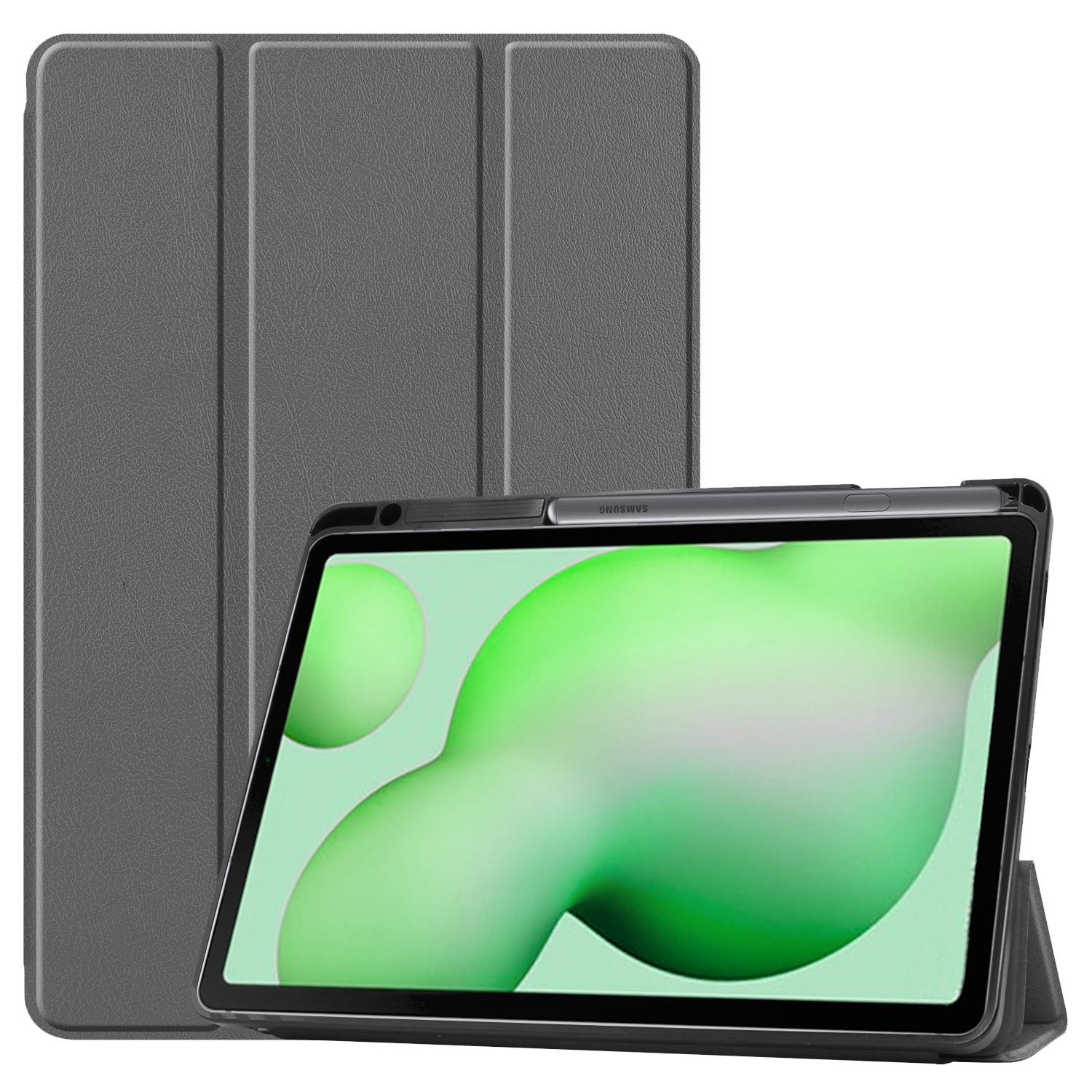 Nomfy Hoes Geschikt voor Samsung Galaxy Tab S6 Lite Hoes Tri-fold Tablet Hoesje Case Met Uitsparing Geschikt voor S Pen - Hoesje Geschikt voor Samsung Tab S6 Lite Hoesje Hardcover Bookcase - Grijs