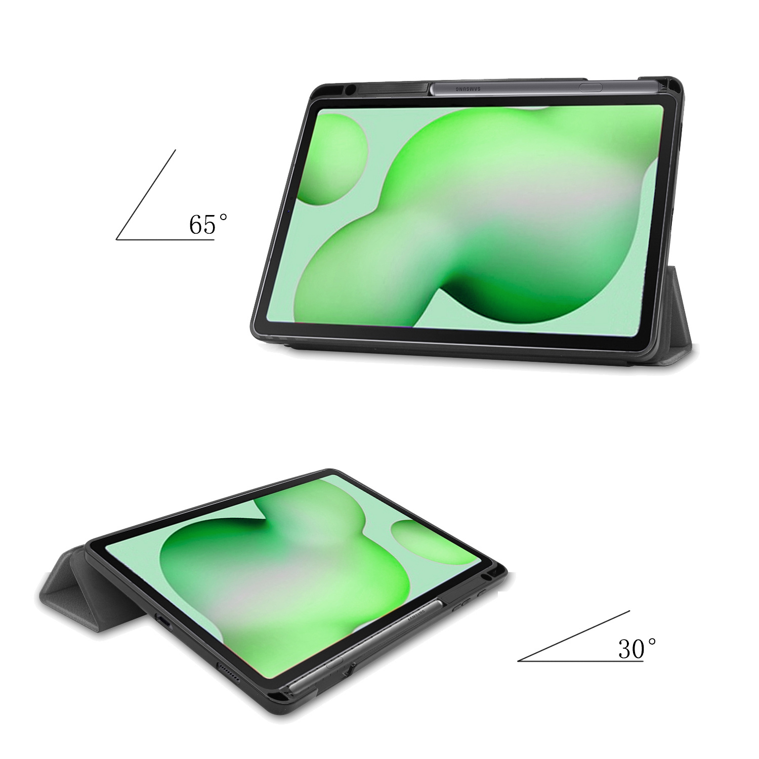 Nomfy Hoes Geschikt voor Samsung Galaxy Tab S6 Lite Hoes Tri-fold Tablet Hoesje Case Met Uitsparing Geschikt voor S Pen - Hoesje Geschikt voor Samsung Tab S6 Lite Hoesje Hardcover Bookcase - Grijs