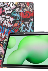 Nomfy Hoes Geschikt voor Samsung Galaxy Tab S6 Lite Hoes Tri-fold Tablet Hoesje Case Met Uitsparing Geschikt voor S Pen - Hoesje Geschikt voor Samsung Tab S6 Lite Hoesje Hardcover Bookcase - Graffity