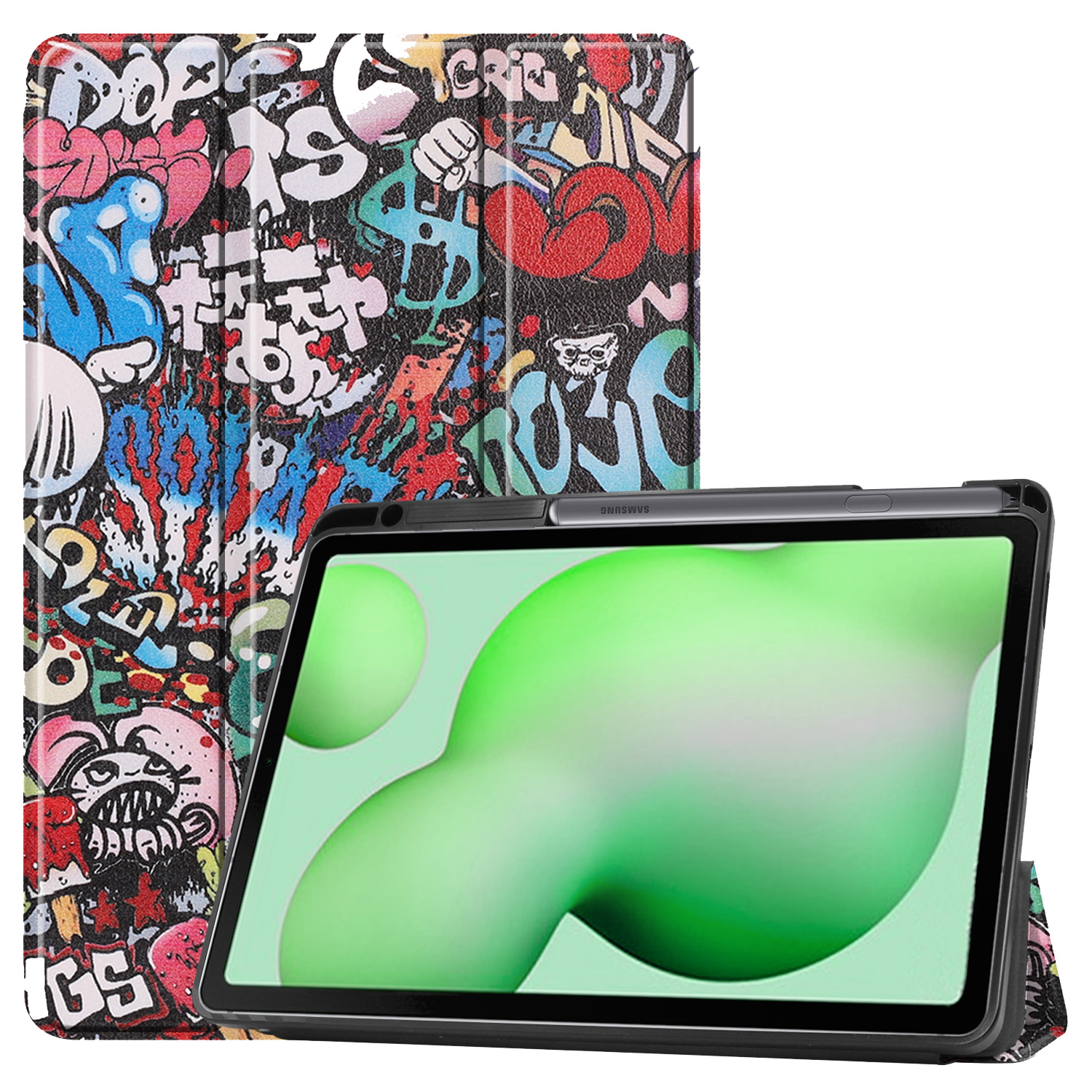 Nomfy Samsung Tab S6 Lite Hoesje Book Case Hoes Met Uitsparing S Pen - Samsung Galaxy Tab S6 Lite Hoes Hardcover Hoesje - Graffity