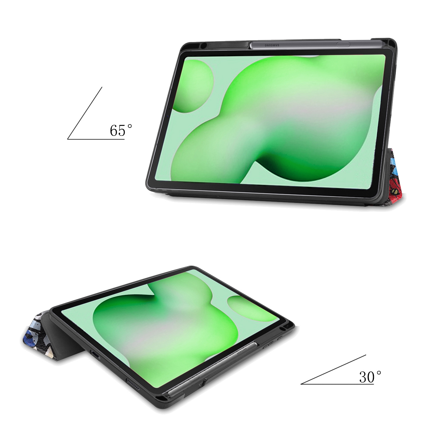 Nomfy Hoes Geschikt voor Samsung Galaxy Tab S6 Lite Hoes Tri-fold Tablet Hoesje Case Met Uitsparing Geschikt voor S Pen - Hoesje Geschikt voor Samsung Tab S6 Lite Hoesje Hardcover Bookcase - Graffity